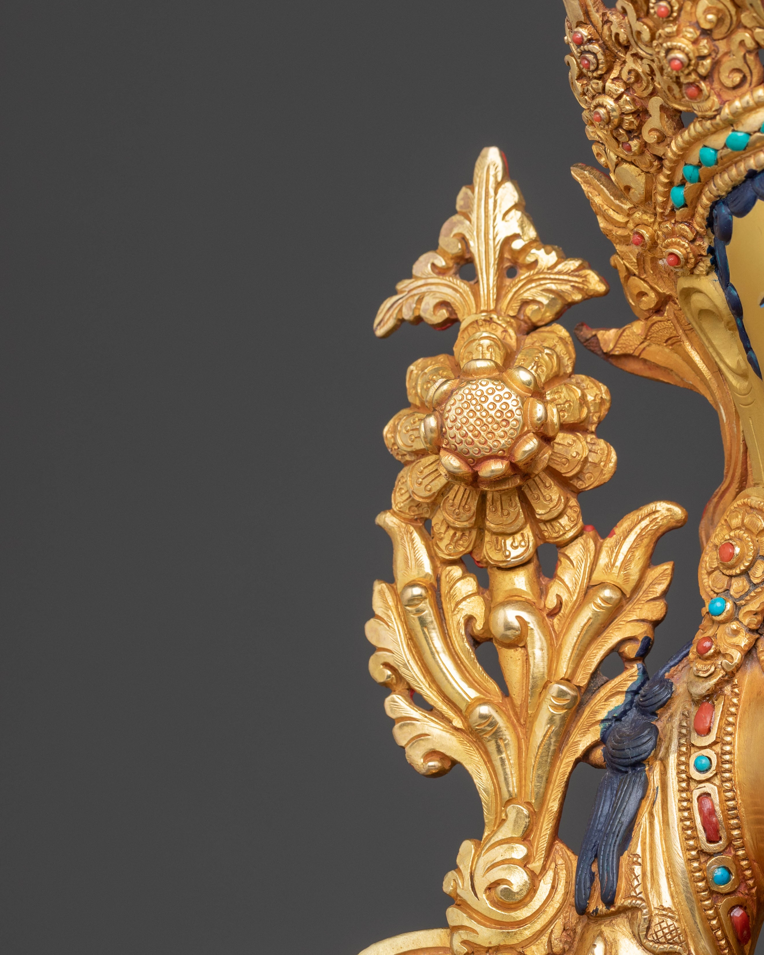 Green Tara Healing Statue: 24K Gold Gilded