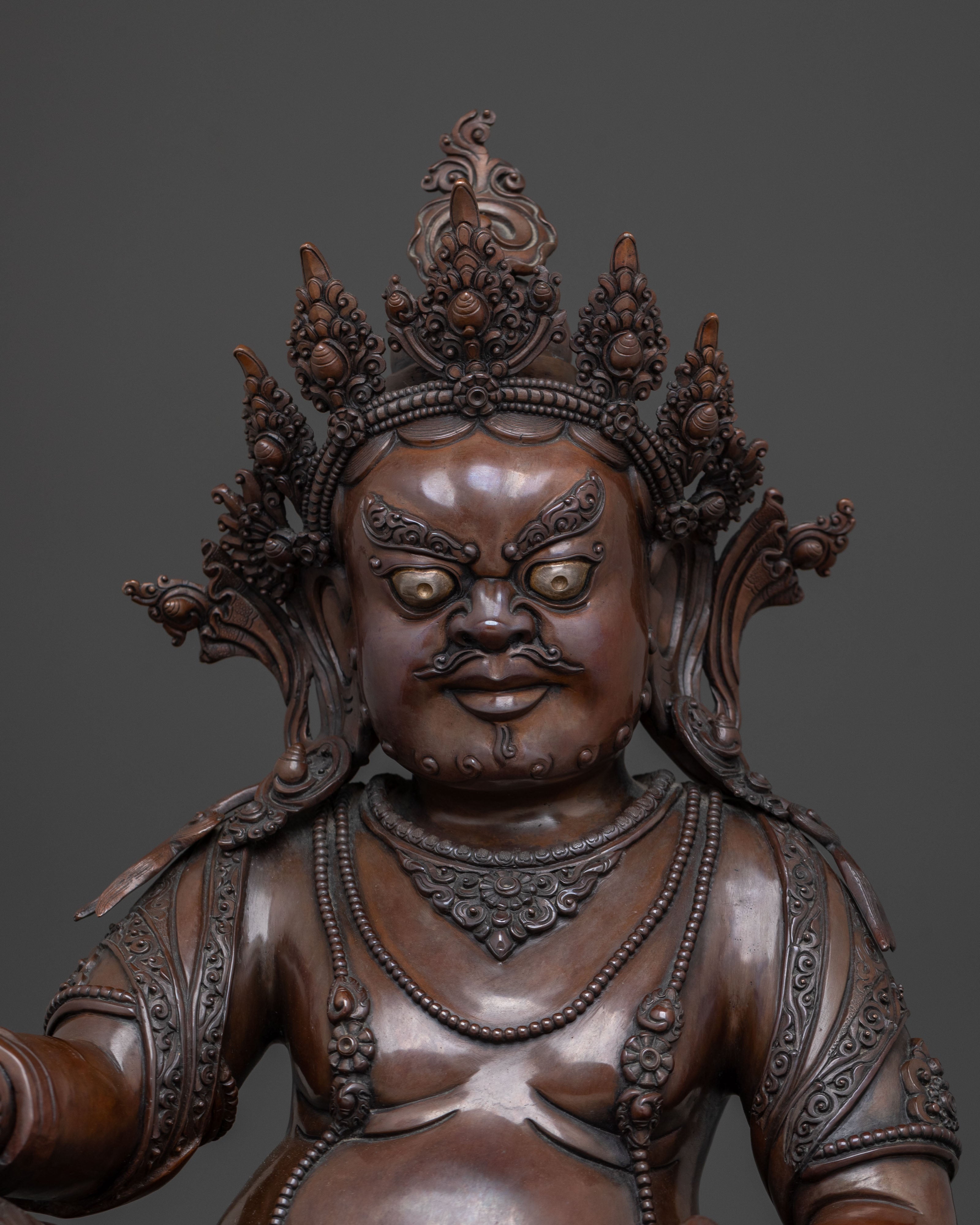 Deity of Wealth: Dzambhala Oxidized Copper Statue