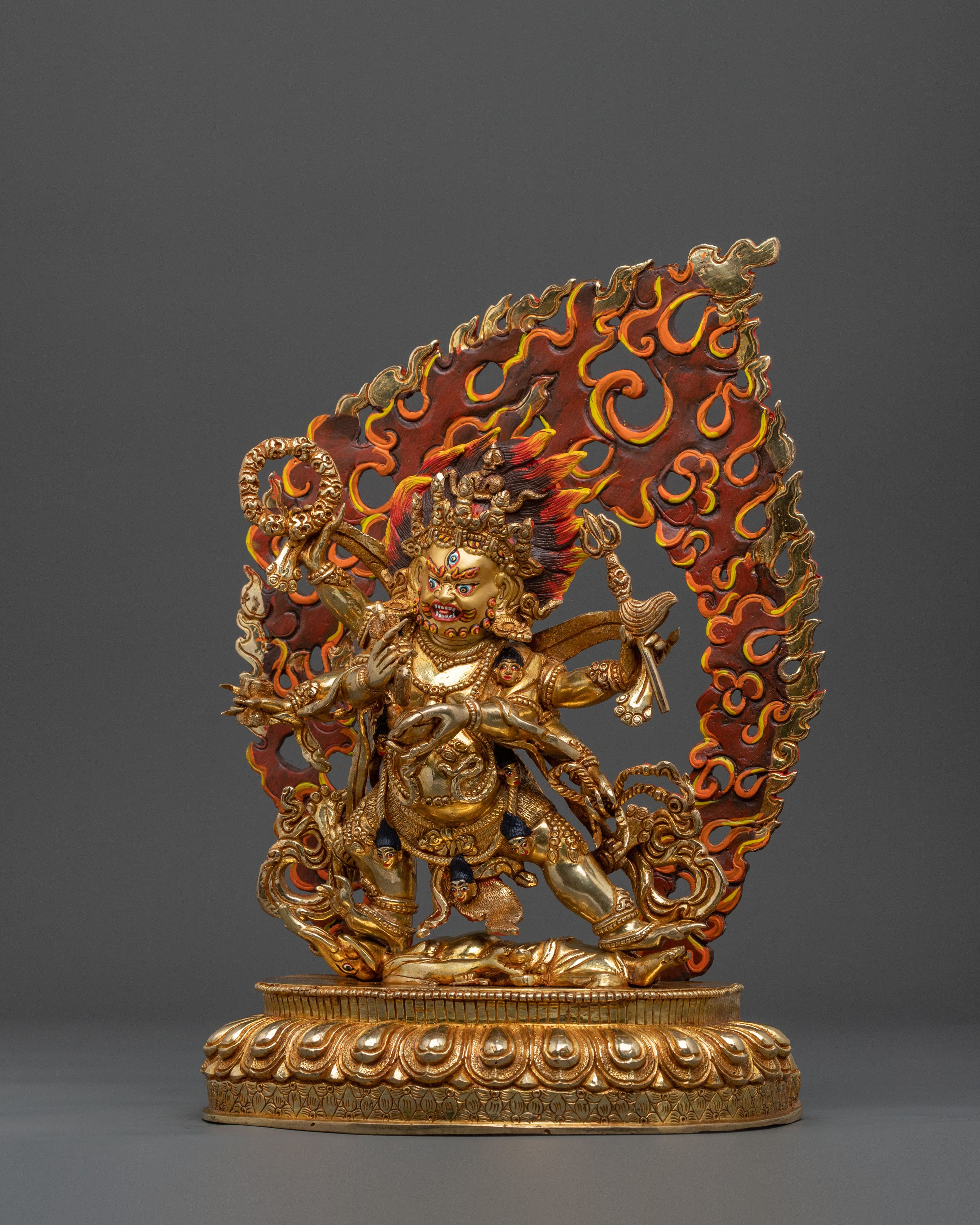 Six Armed Mahakala Golden Statue | Buddhist Protector