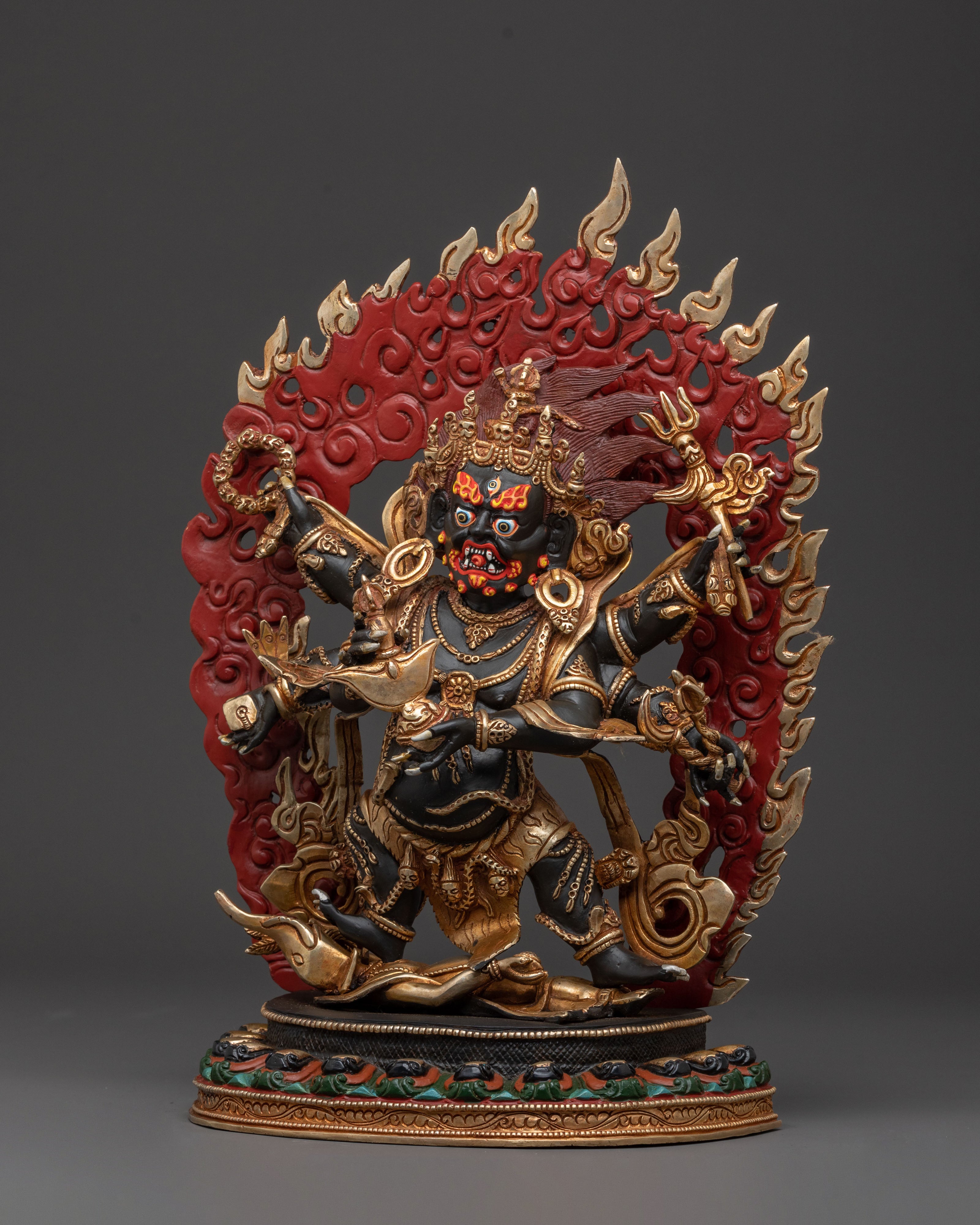 Six Armed Mahakala Wrathful Deity Statue | Divine Icon