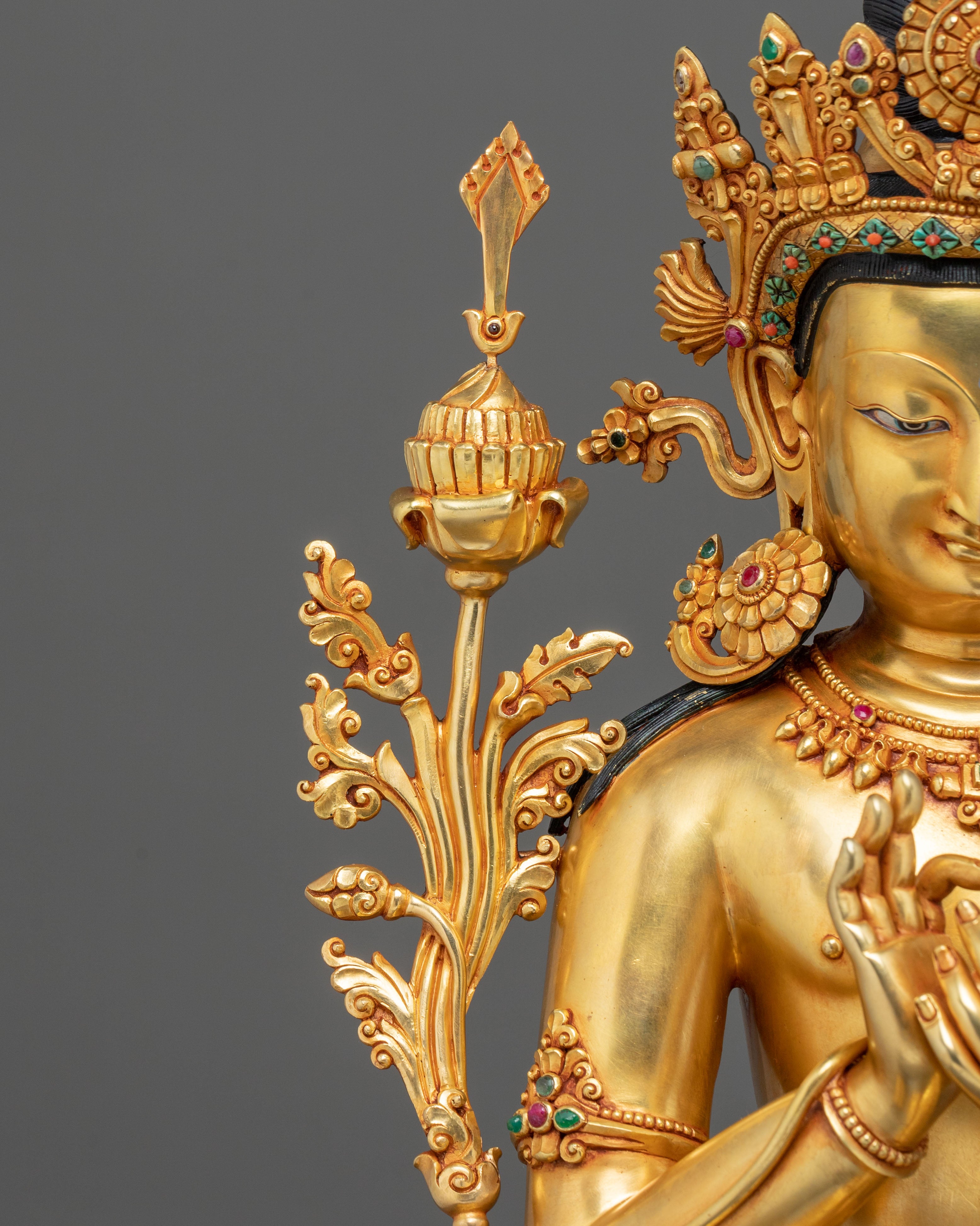 Tikshna Manjushri 24K Gold Gilded Statue | Made in Nepal