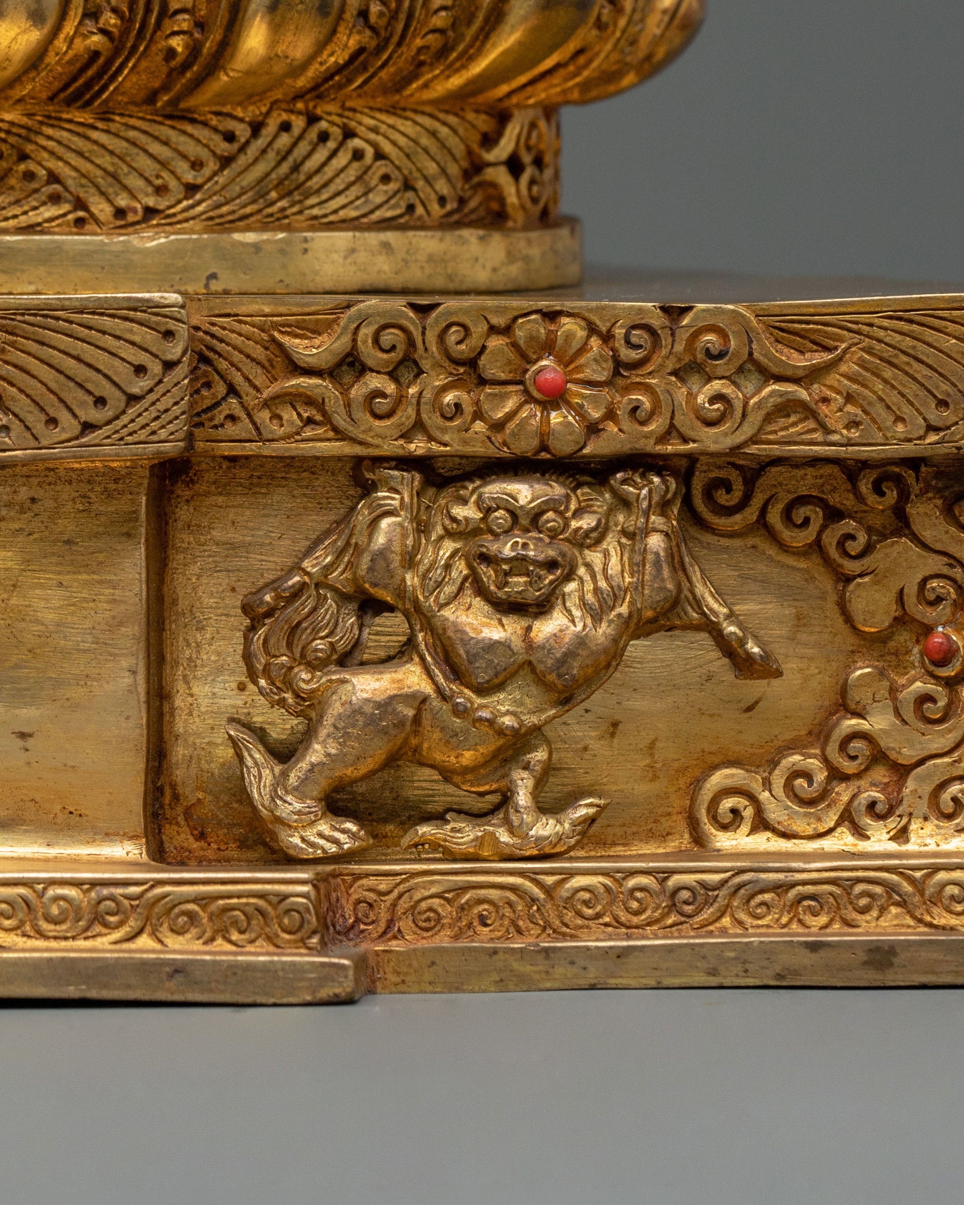 Chenrezig Fire Gold Gilded Statue | Buddhist Figurine