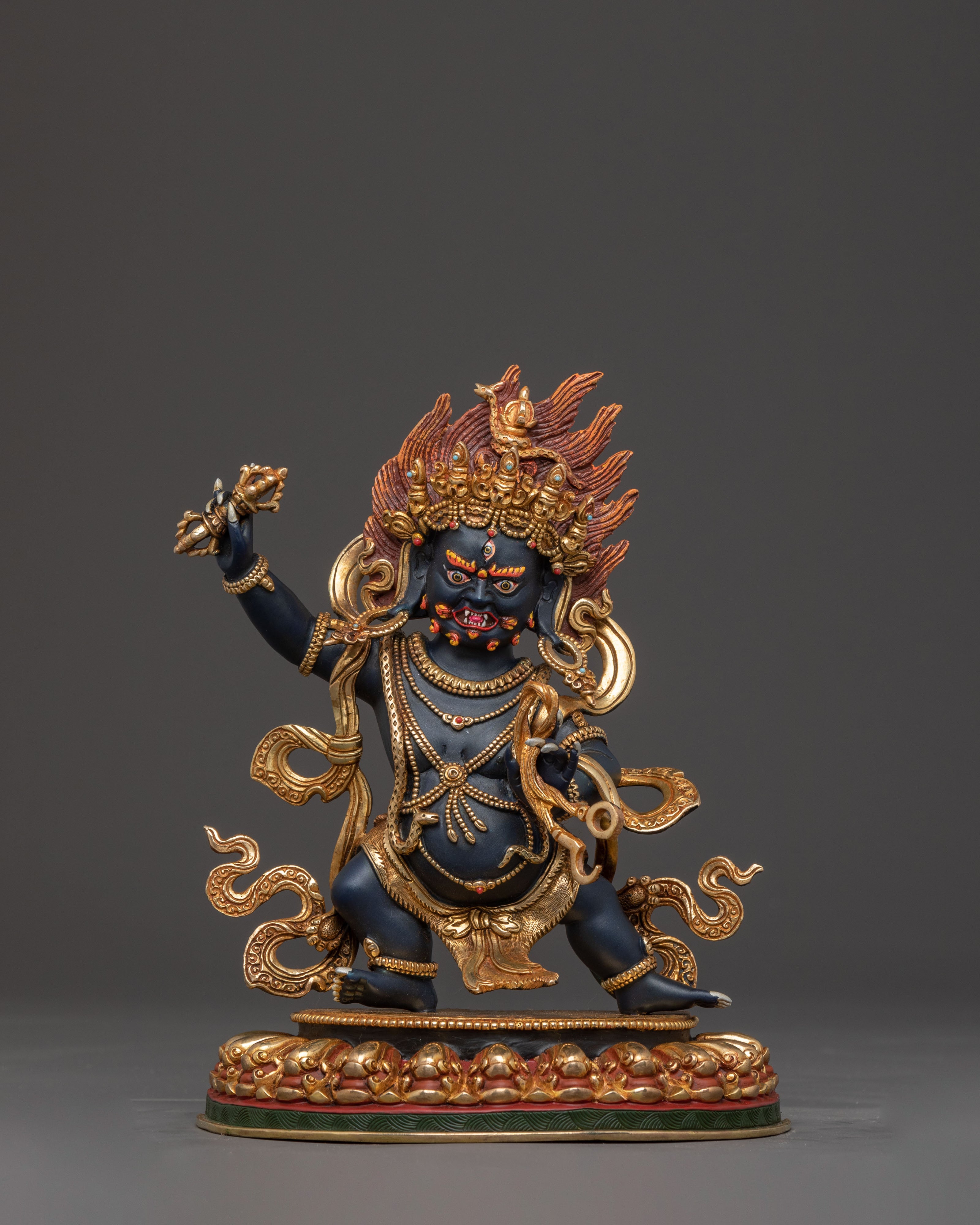 Handcrafted Divine Statue of Vajrapani: Exquisite Copper Protector