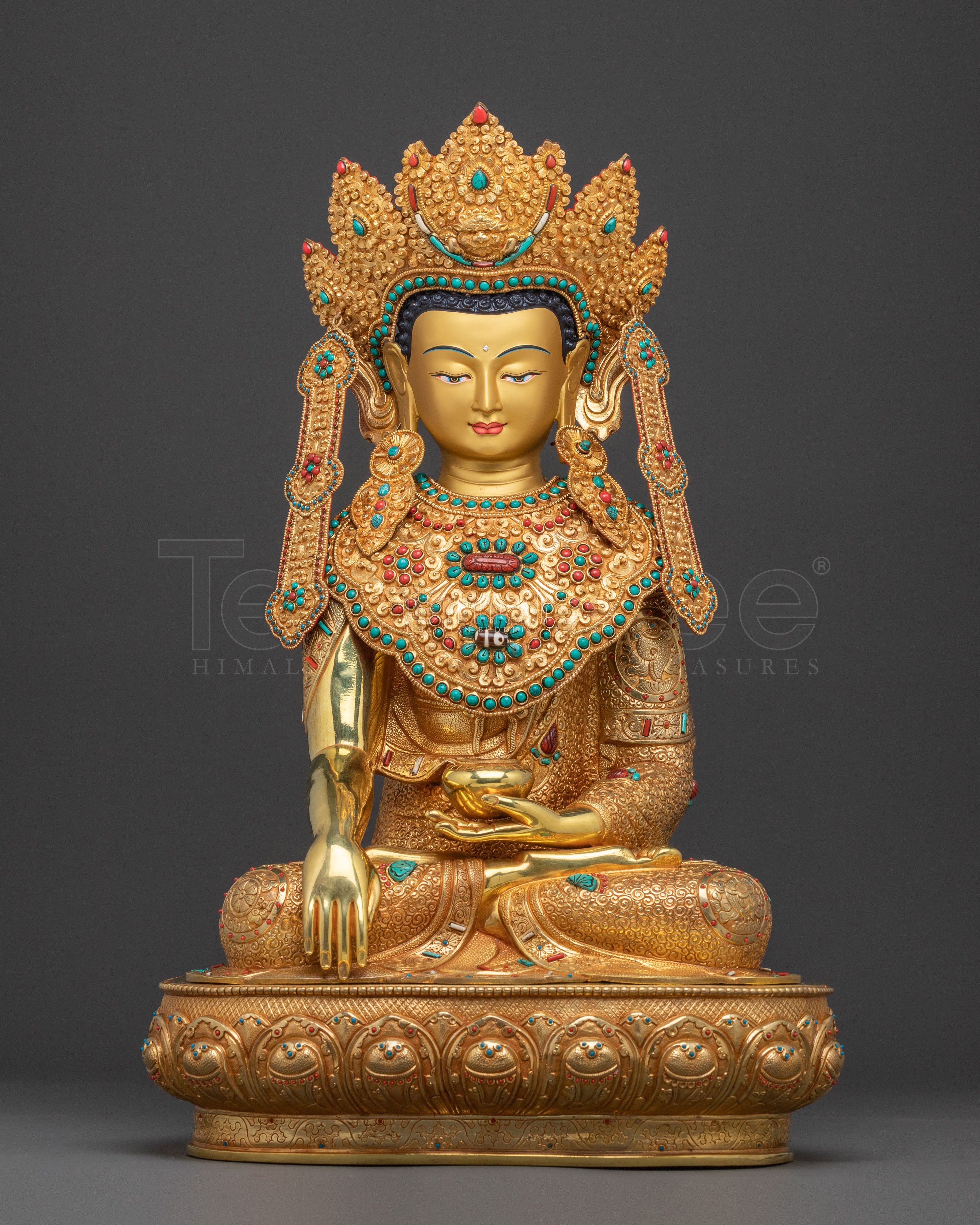 Handcrafted Crowned Shakyamuni Buddha Statue 