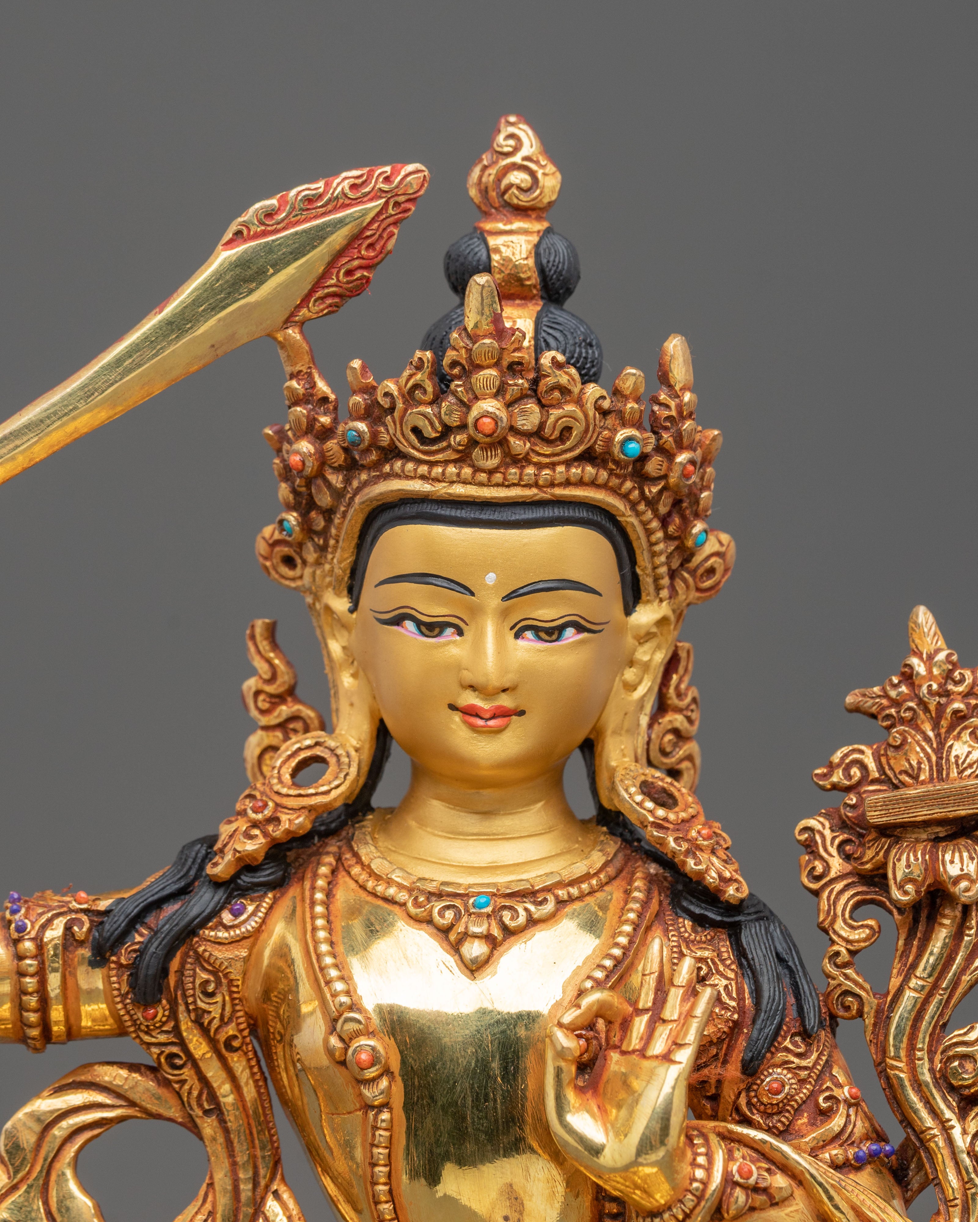 Handmade Manjughoṣa Sculpture | Radiant Wisdom Figurine