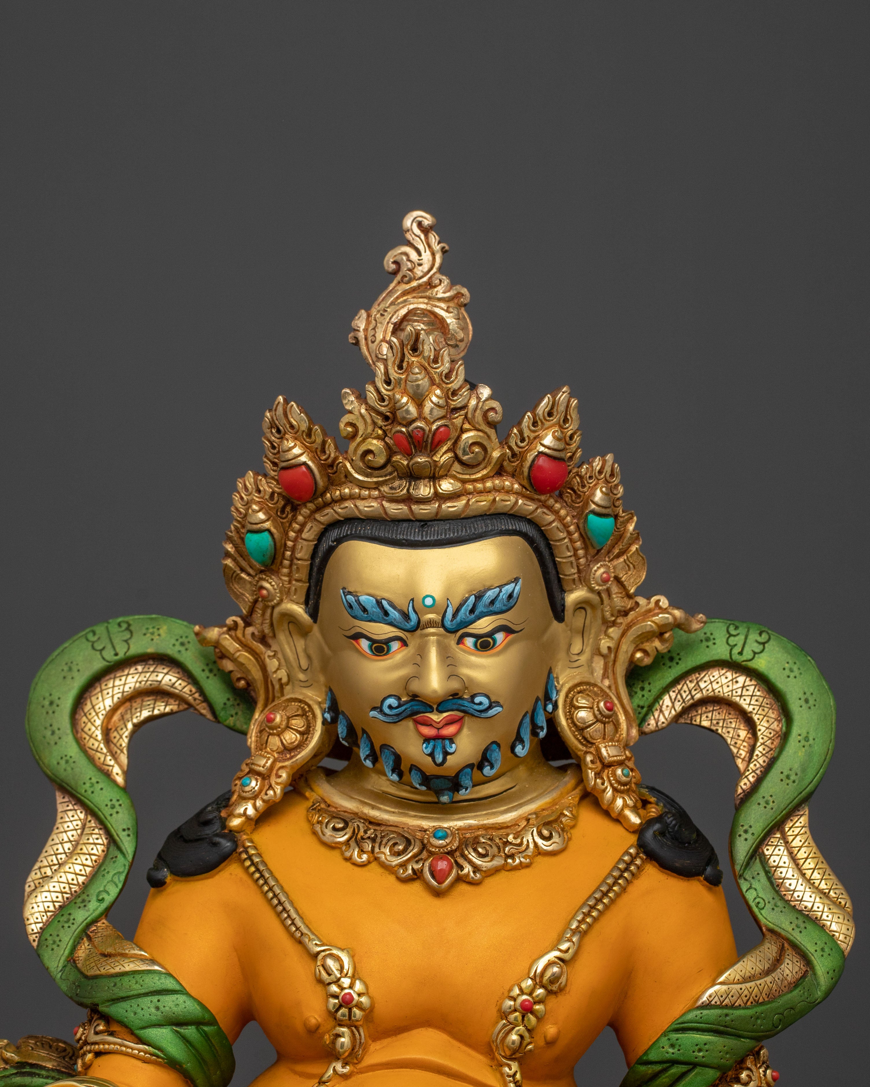 Dzambhala Tibetan Wealth God Statue | 24K Gold Gilded Buddhist Sculpture