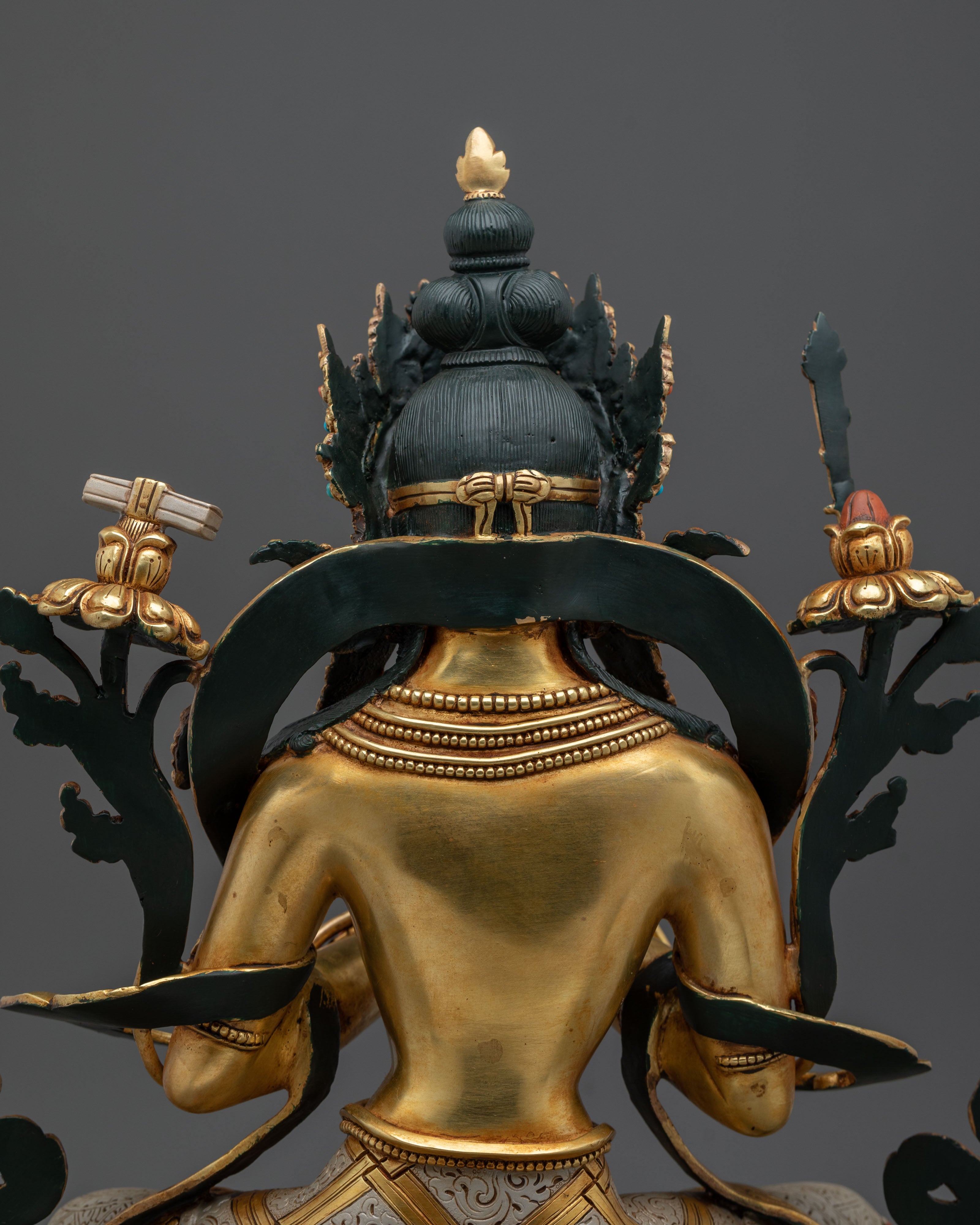 Tikshna Manjushri Meditation Statue | 24K Gold Gilded Copper Sculpture