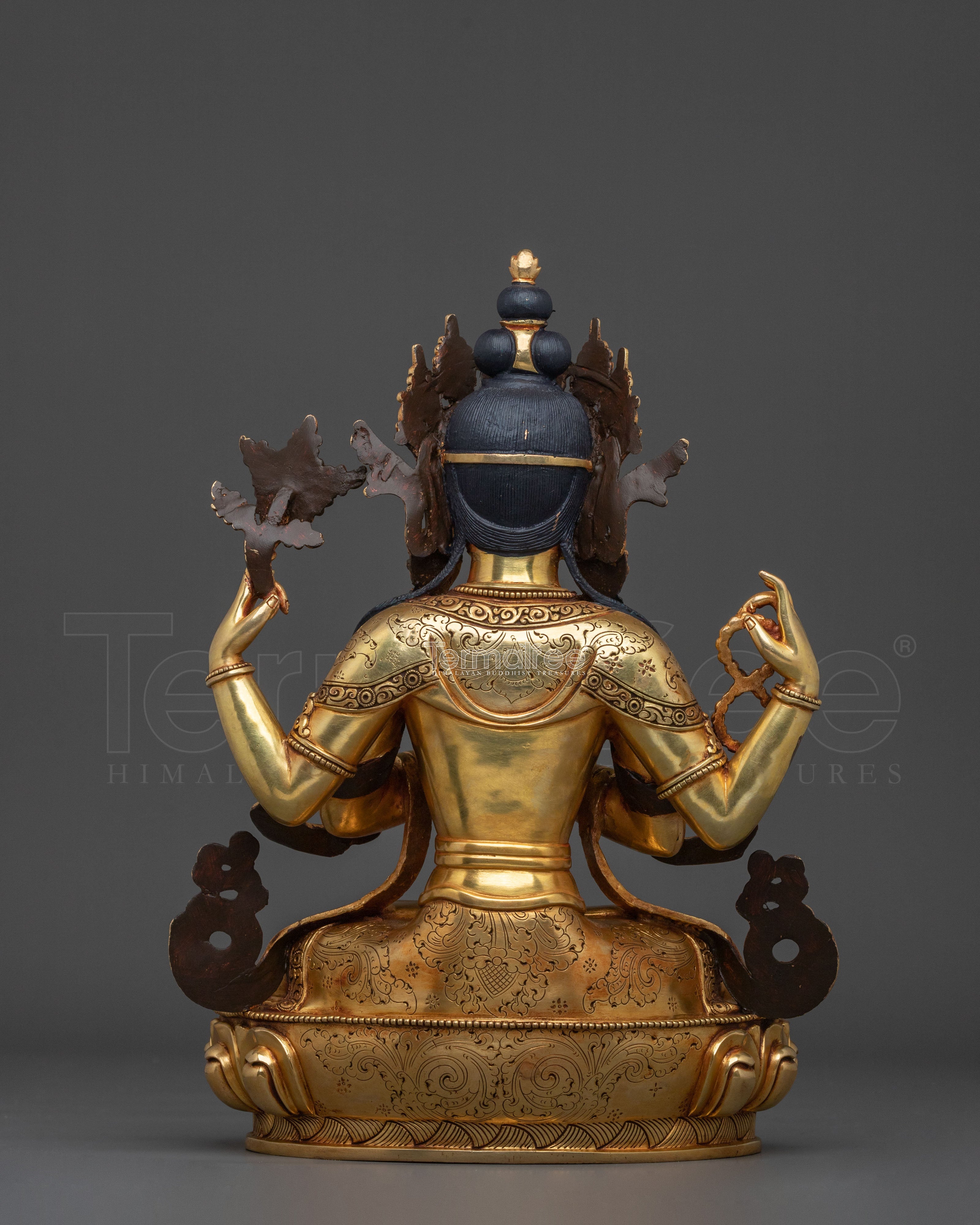 Chenrezig Sculpture | 24K Gold Gilded Compassionate Figurine