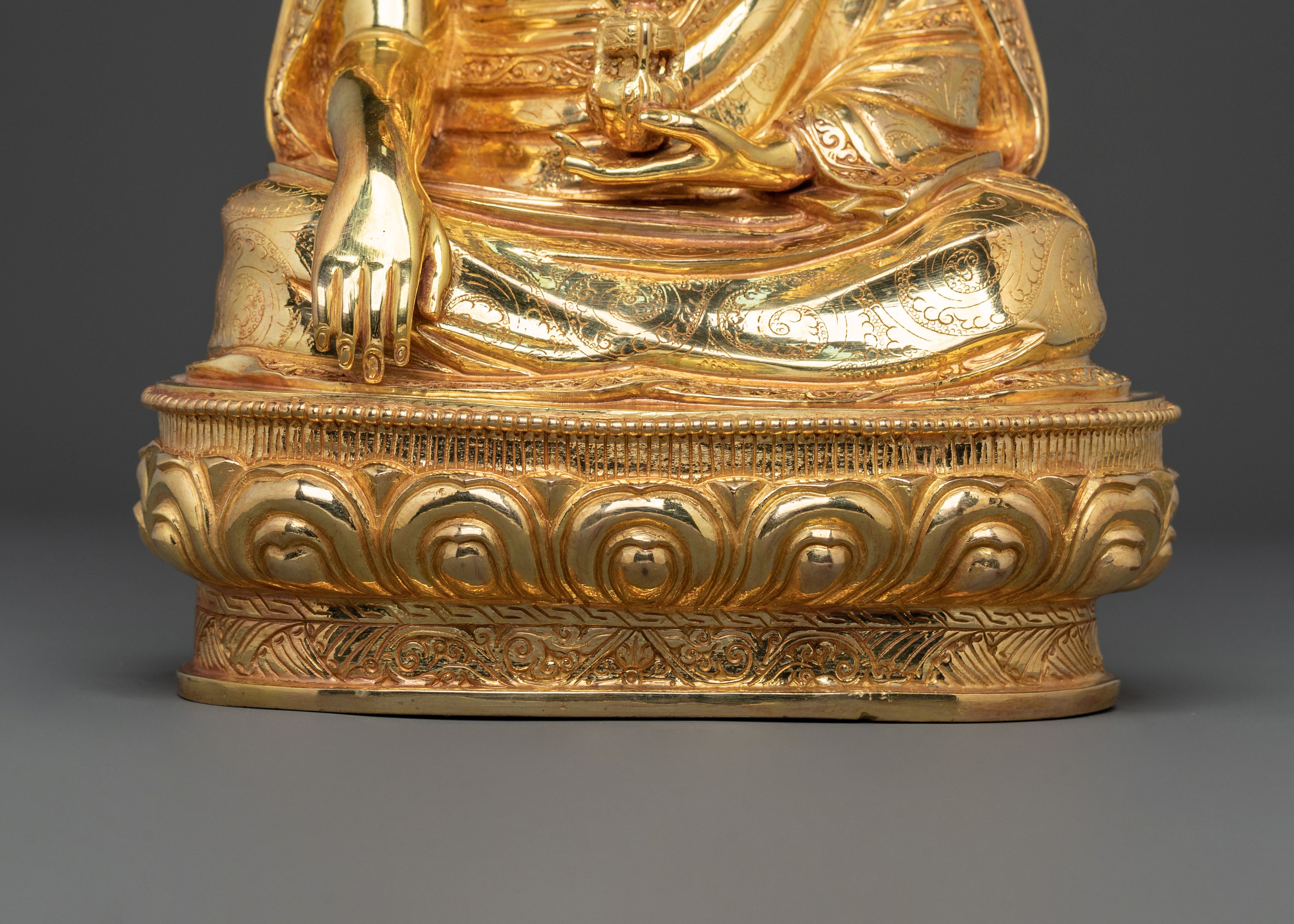Enlightened Master: Guru Shapdum 24K Gold Gilded Statue