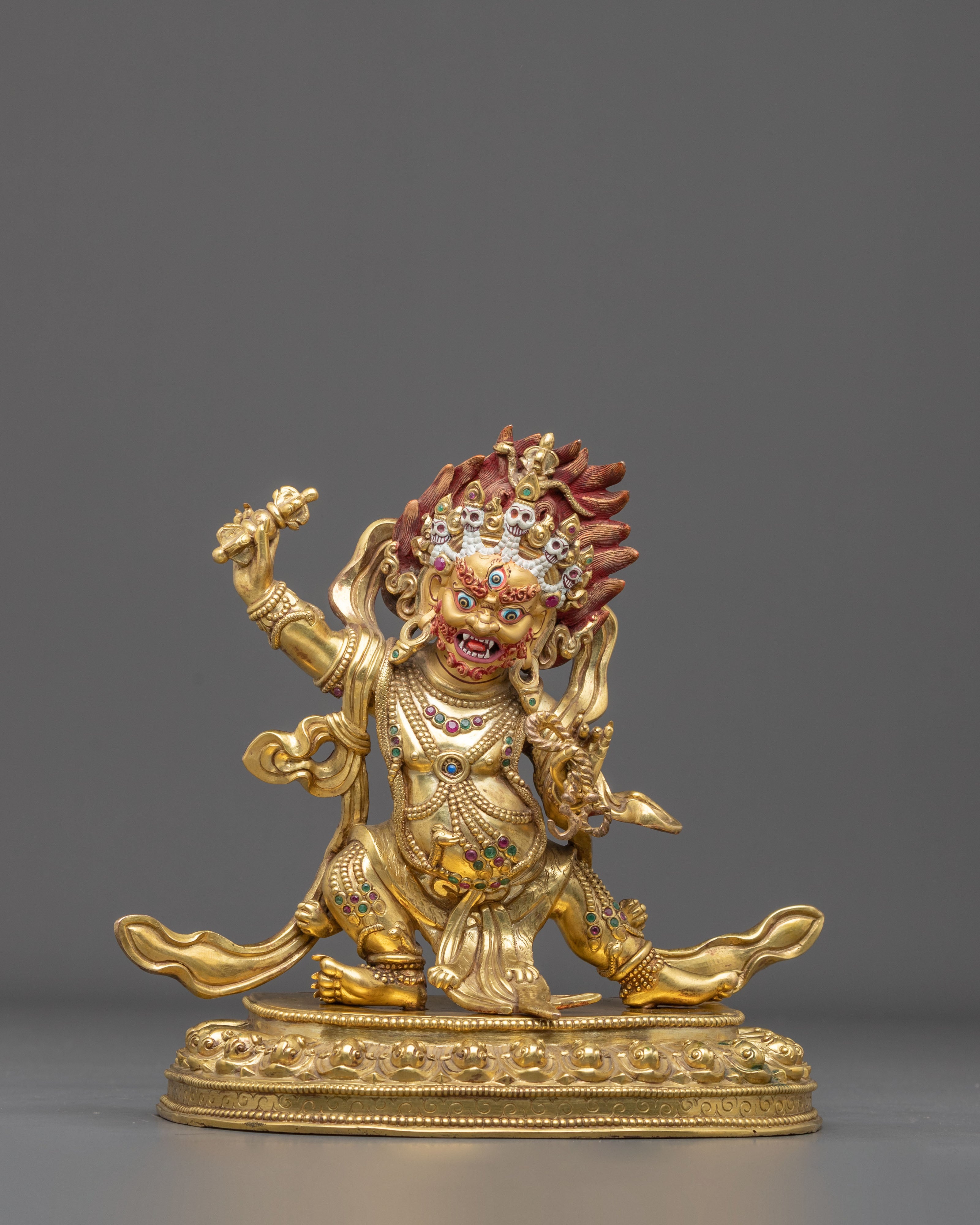 Vajrapani Fire Gold Gilded Figurine | Himalayan Meditation Altar Decor |