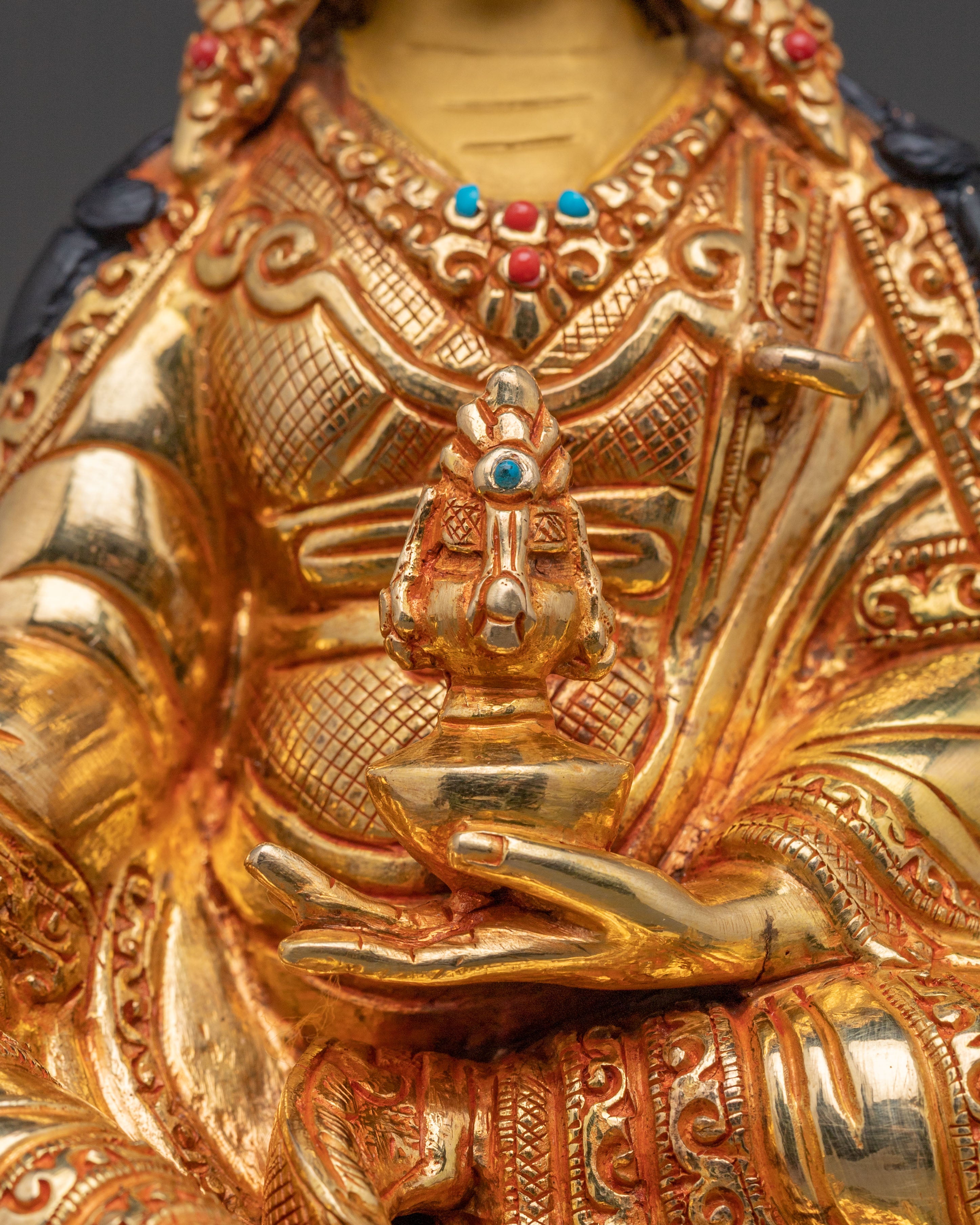 Guru Rinpoche Copper Figurine - Gilded Serenity