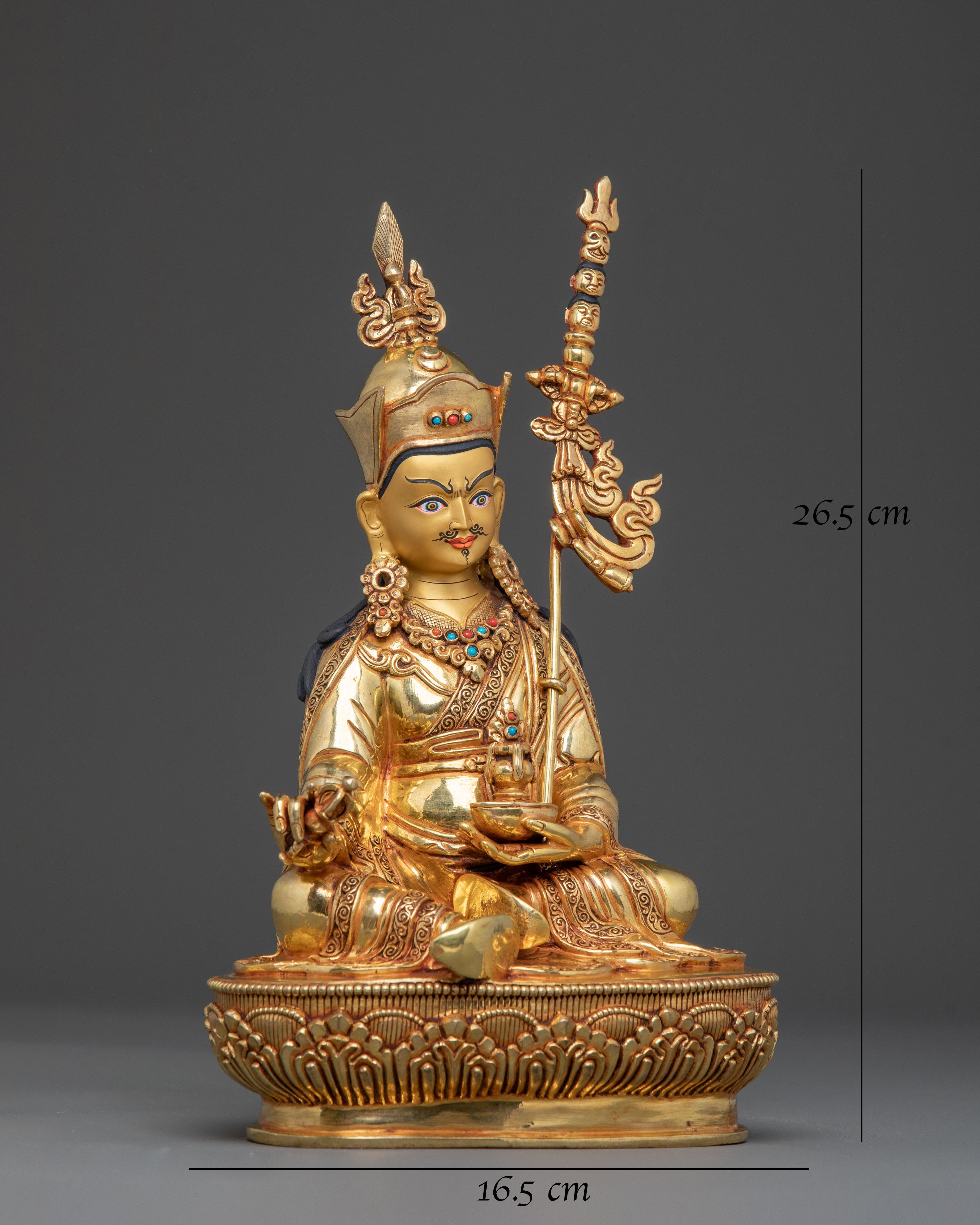 Guru Rinpoche Statue | 24K Gold Gilded Buddhist Icon