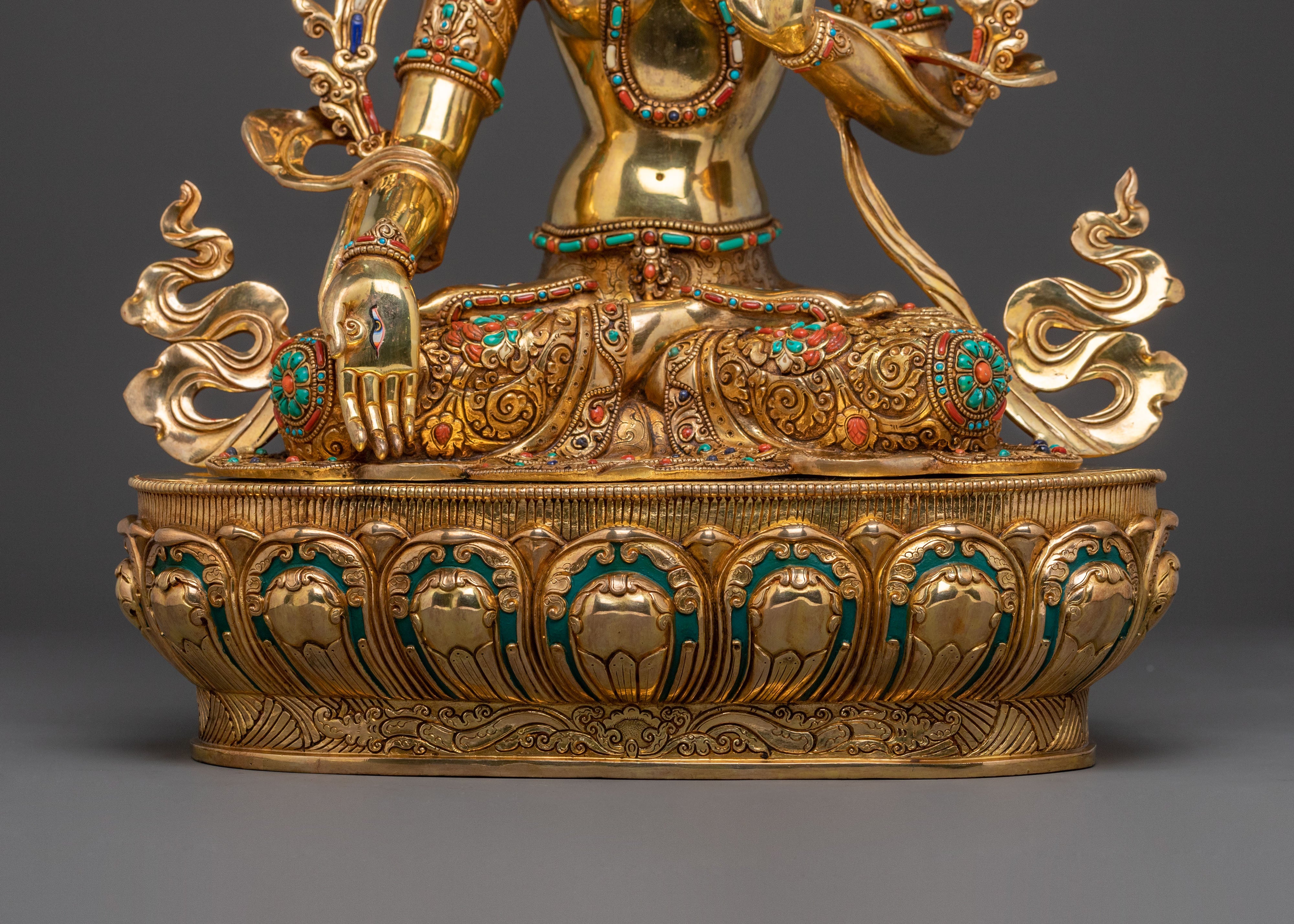 White Tara Blessing Statue | 24K Gold Gilded Figure