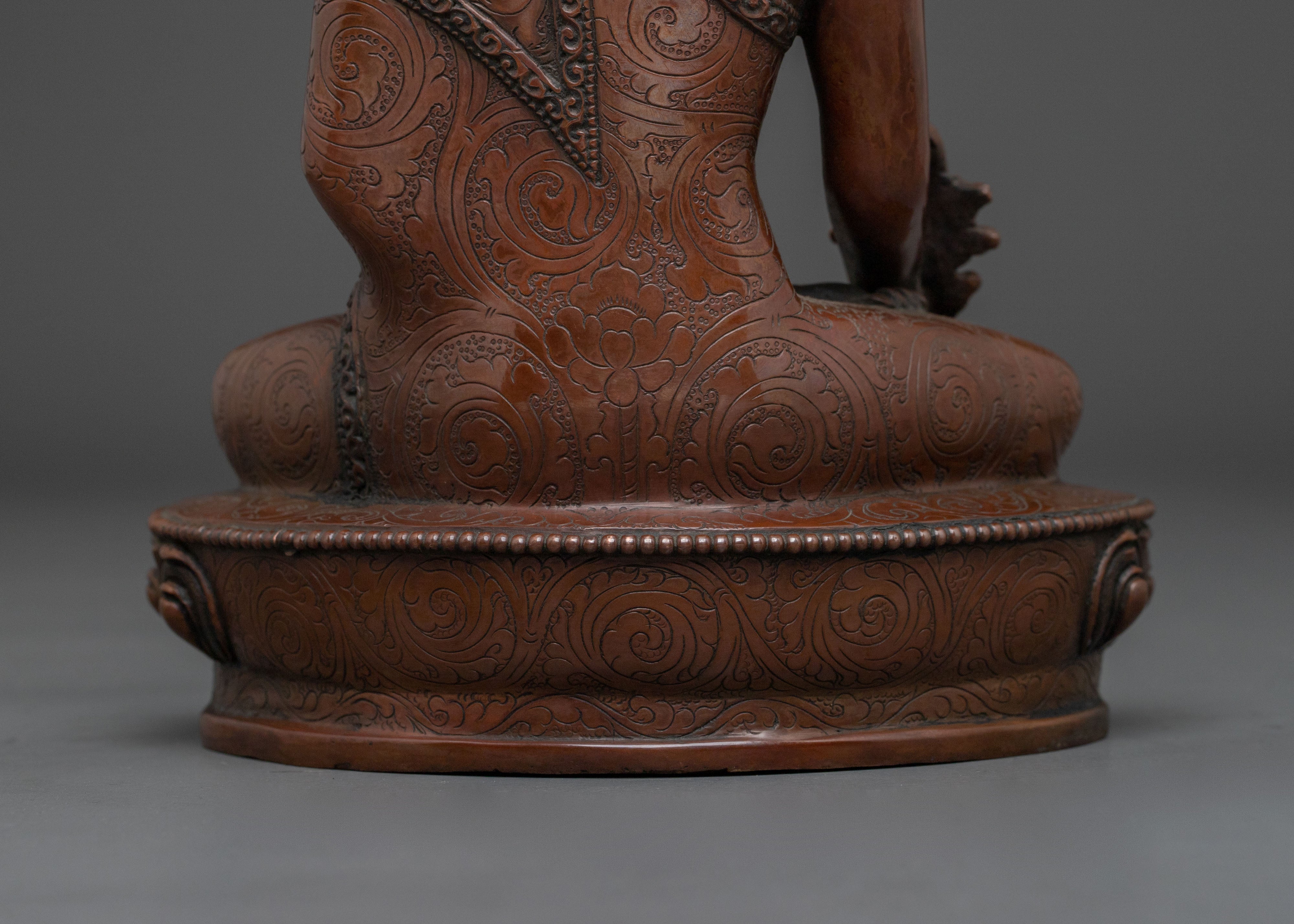 Bhaisajyaguru Statue | Oxidized Copper Healing Buddha