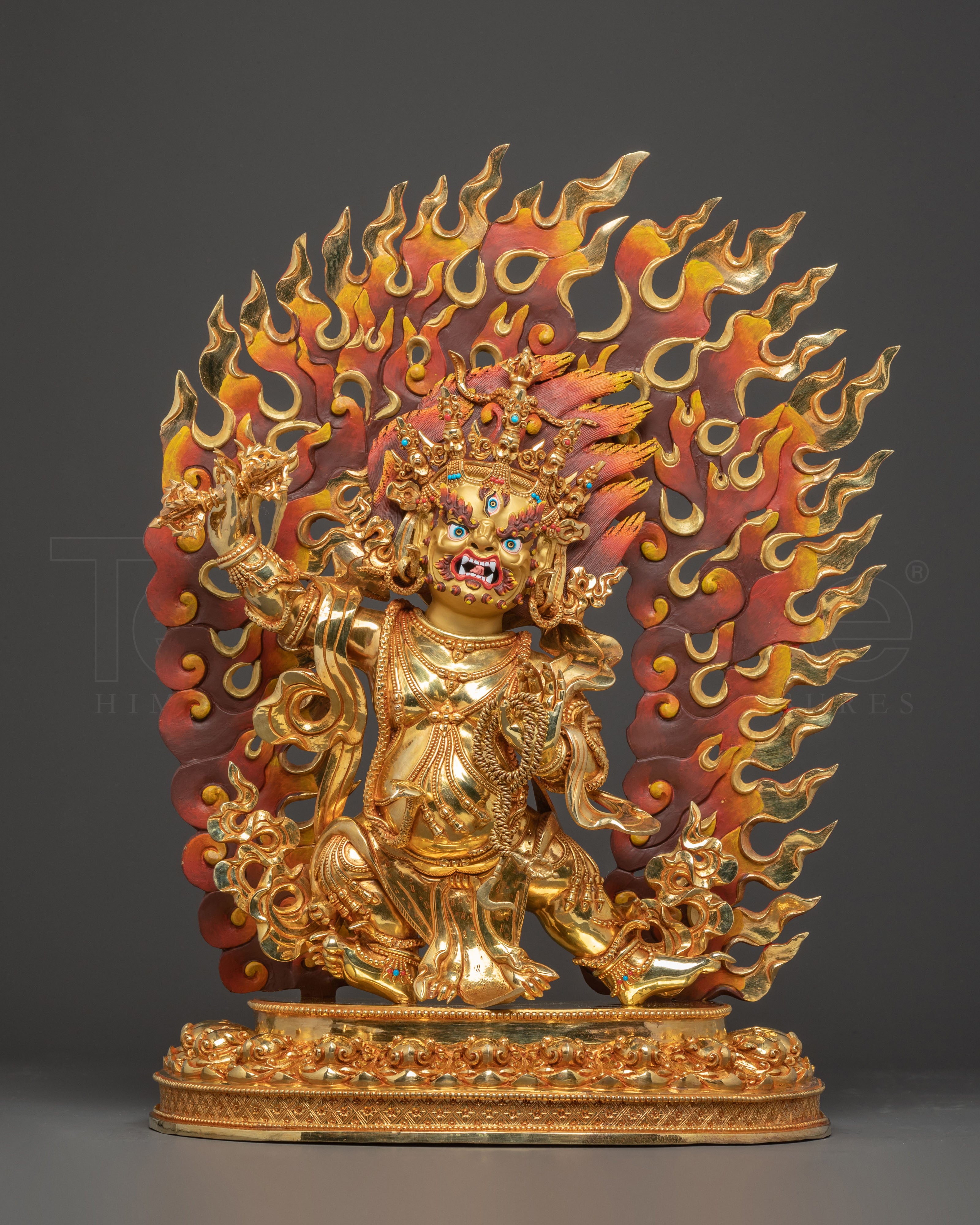 Vajrapani Tibetan Guardian Statue – Gilded Copper Art