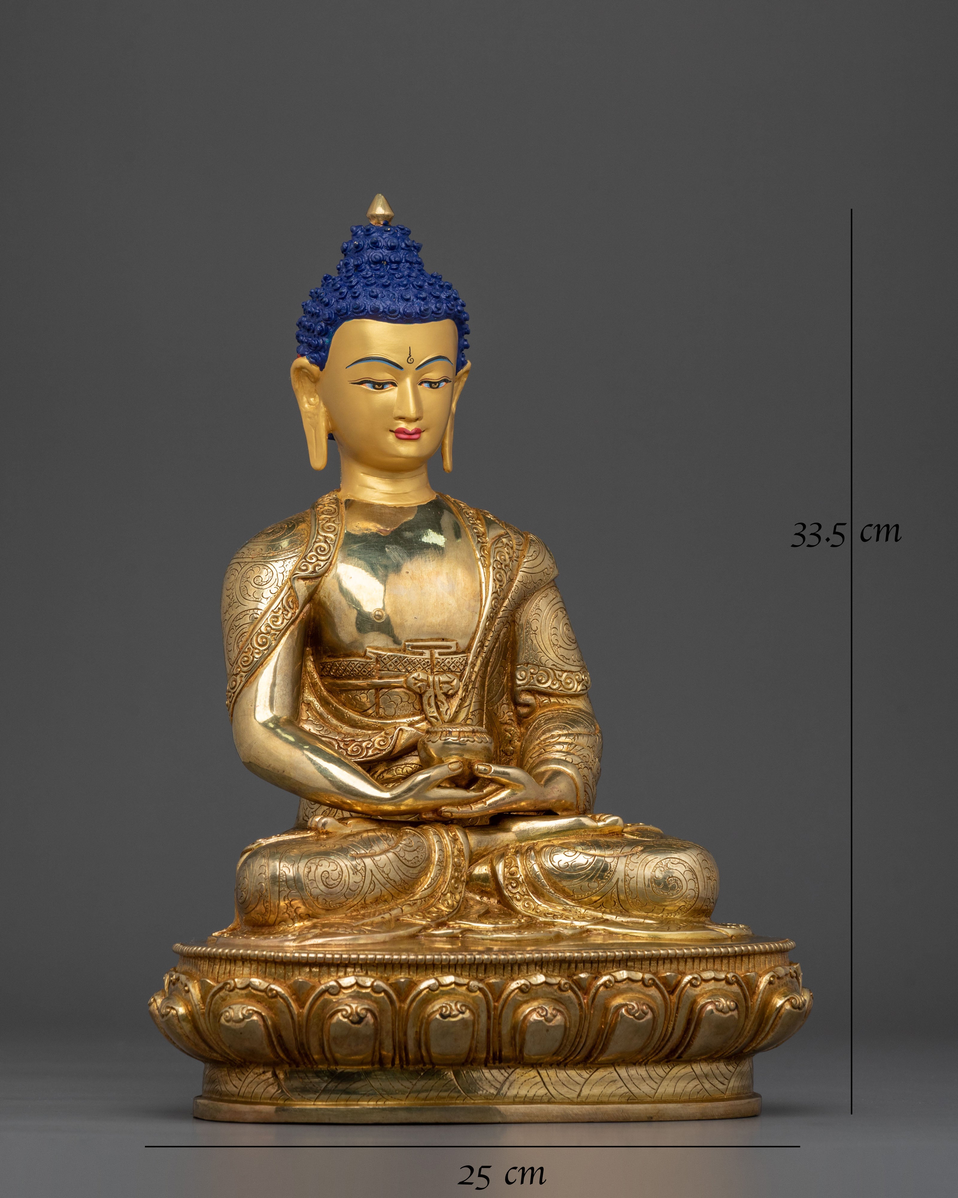 Sacred Amitabha Buddha Statue of Infinite Light - 24K Gold Gilded