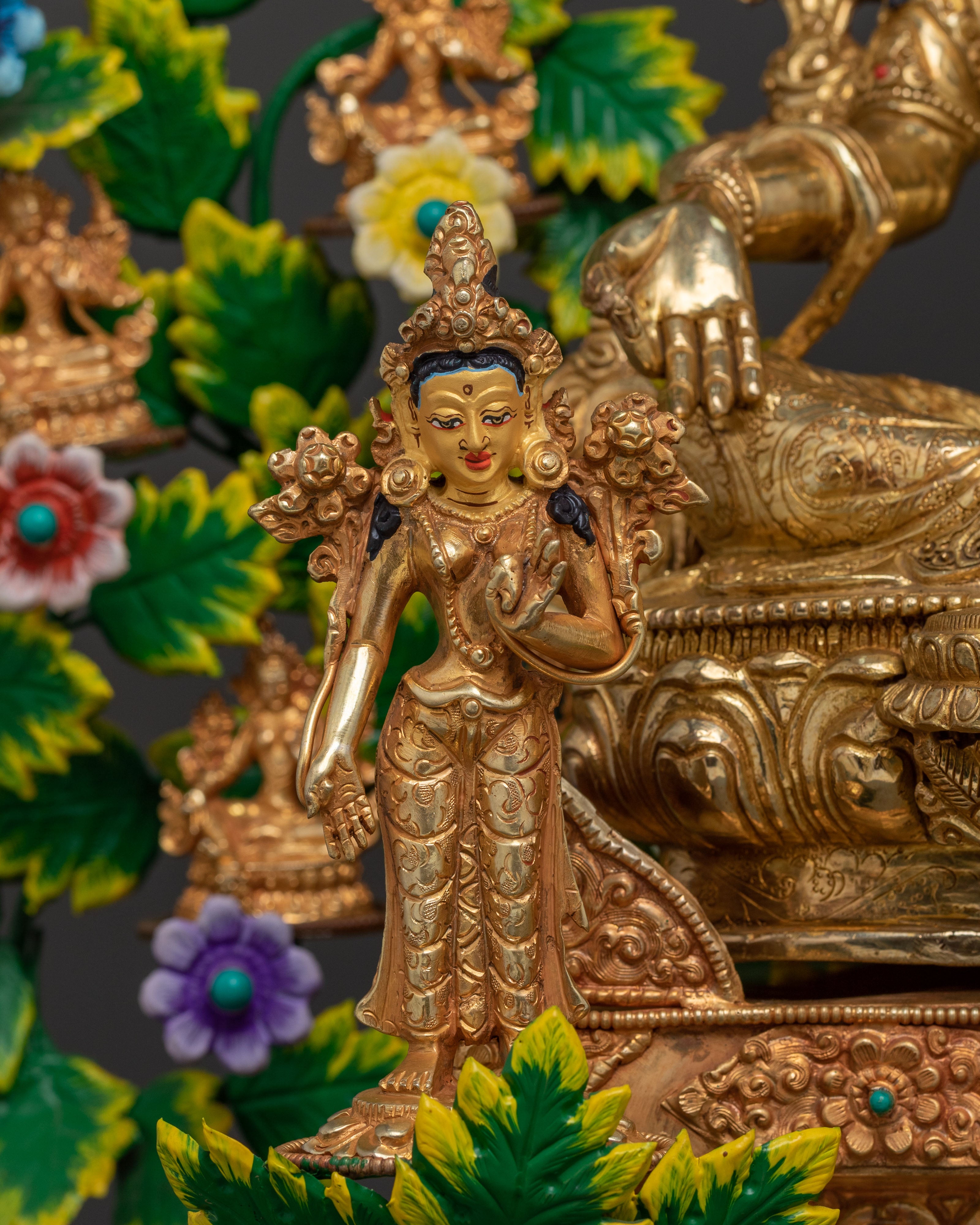 Twenty One Tara Buddhist Goddess Statue Set in 24K Gold