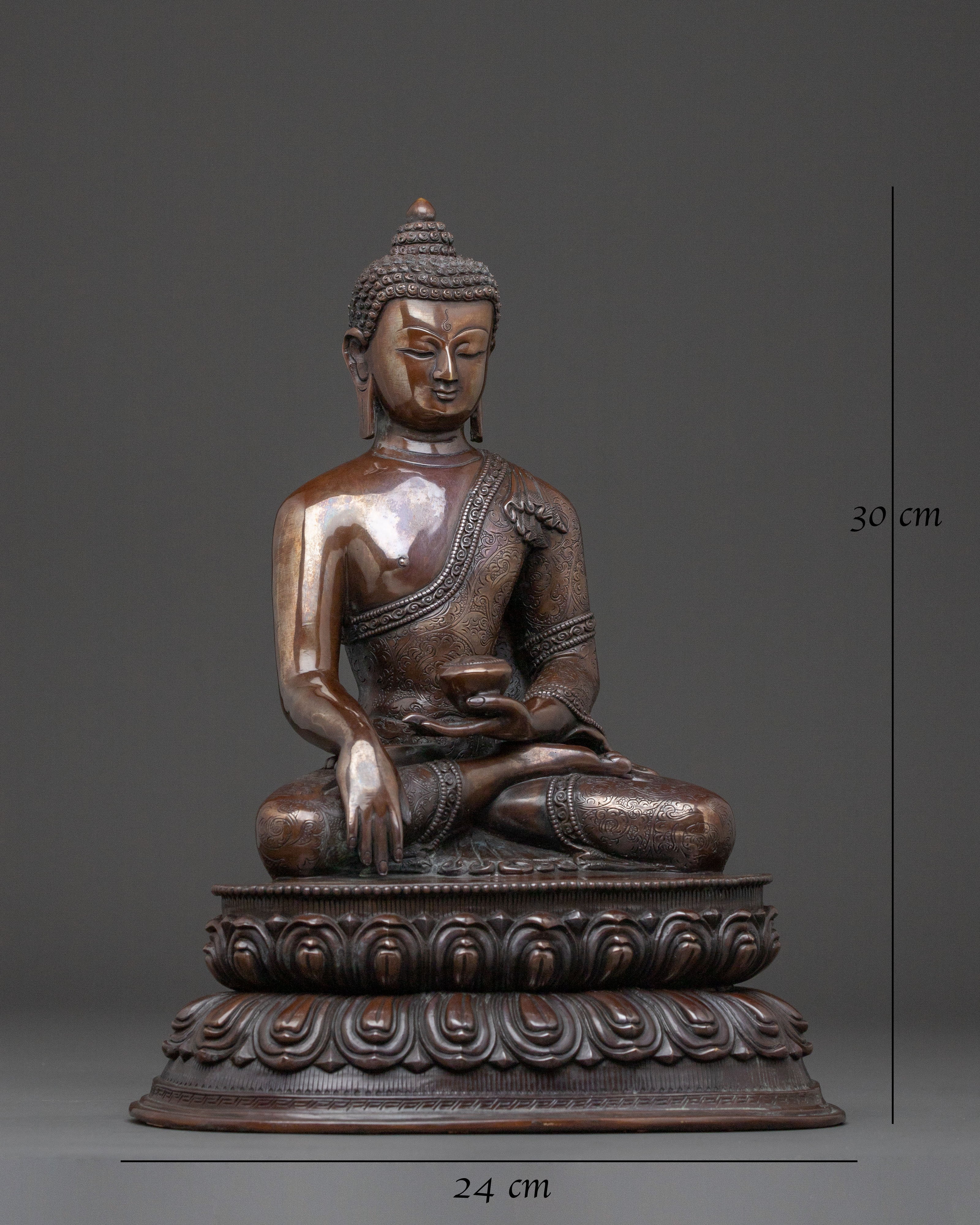 Shakyamuni Buddha Meditation Statue in Oxidized Copper