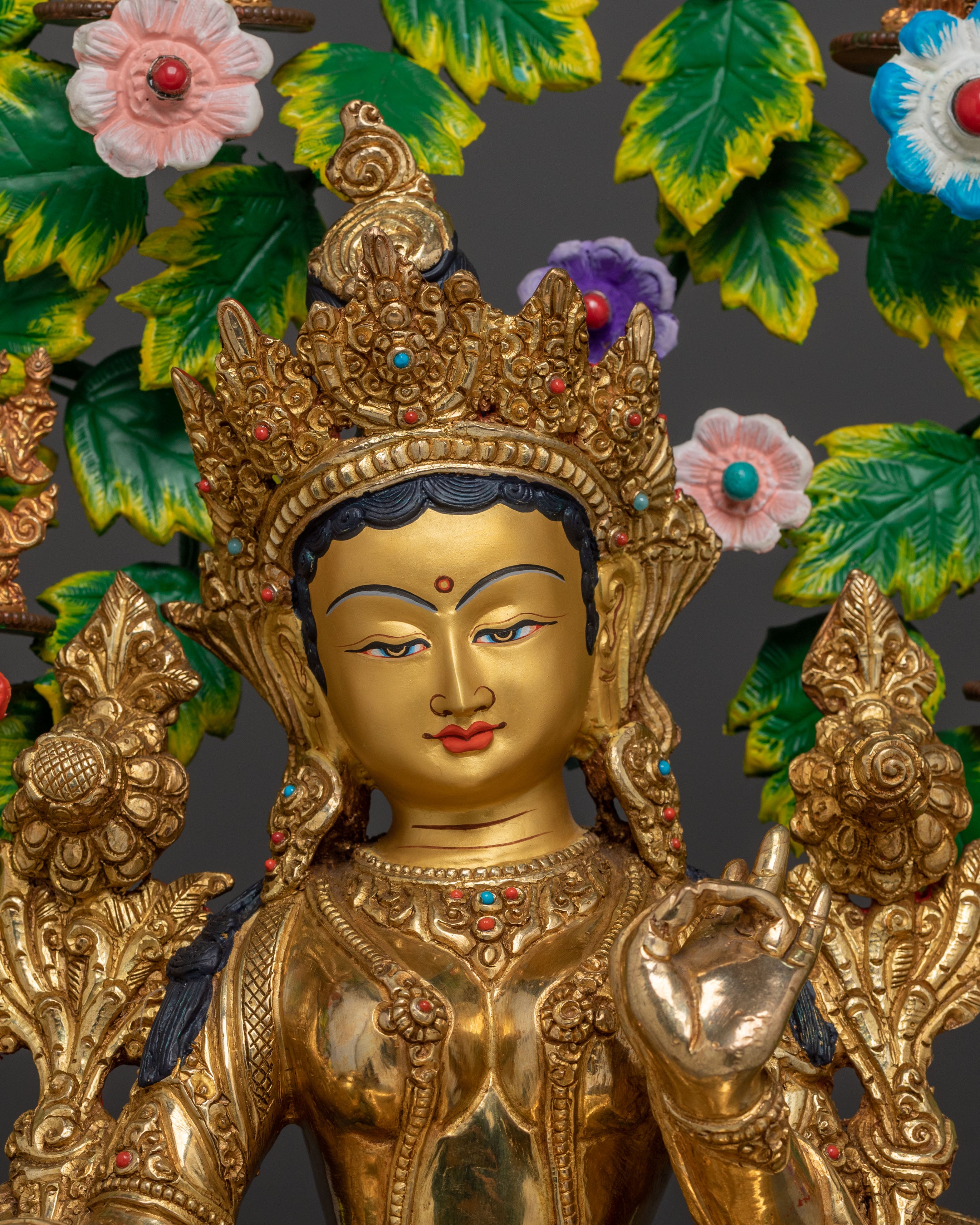 Twenty One Tara Buddhist Goddess Statue Set in 24K Gold