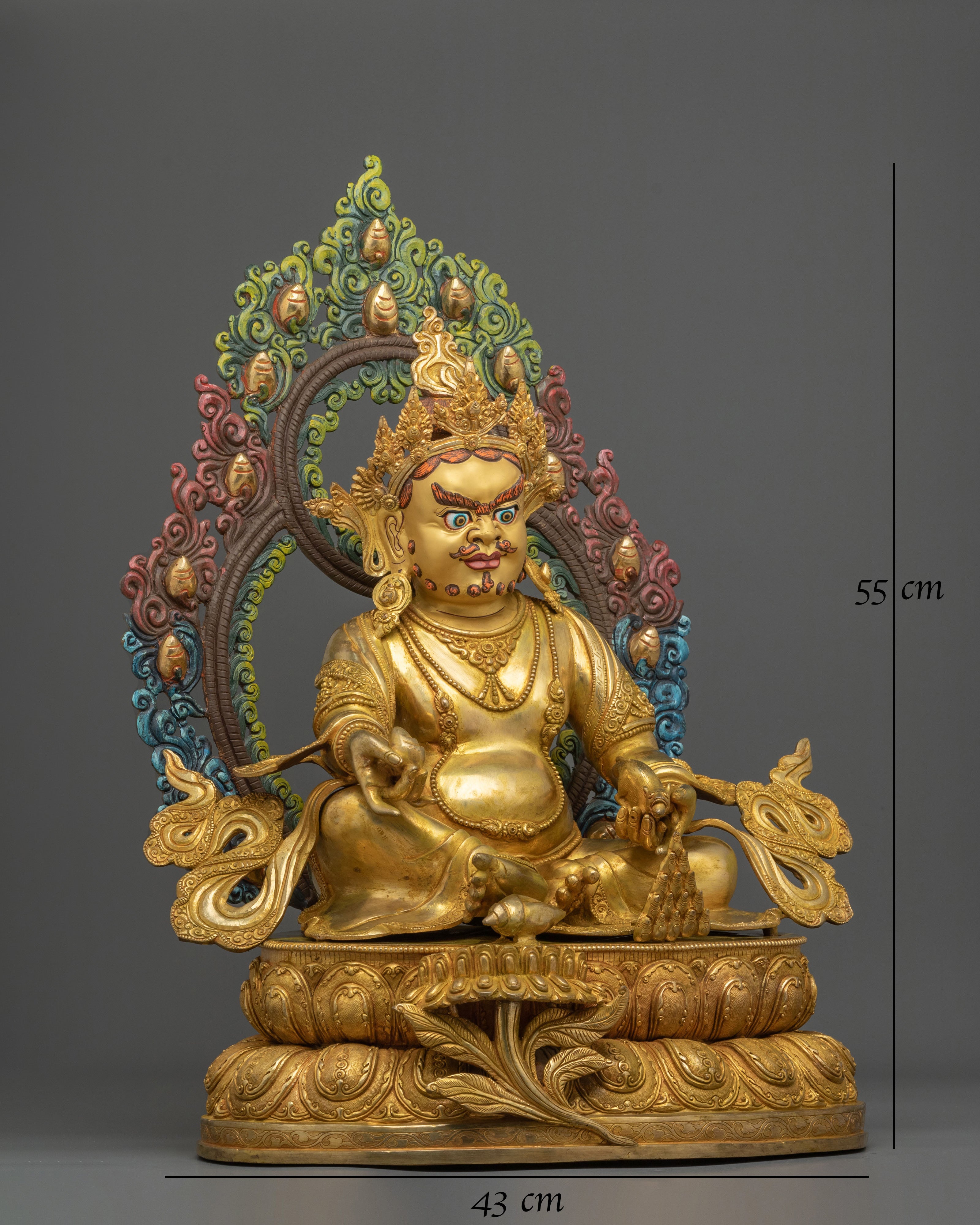 Dzambhala Golden Statue | Copper Figurine of Wealth Deity