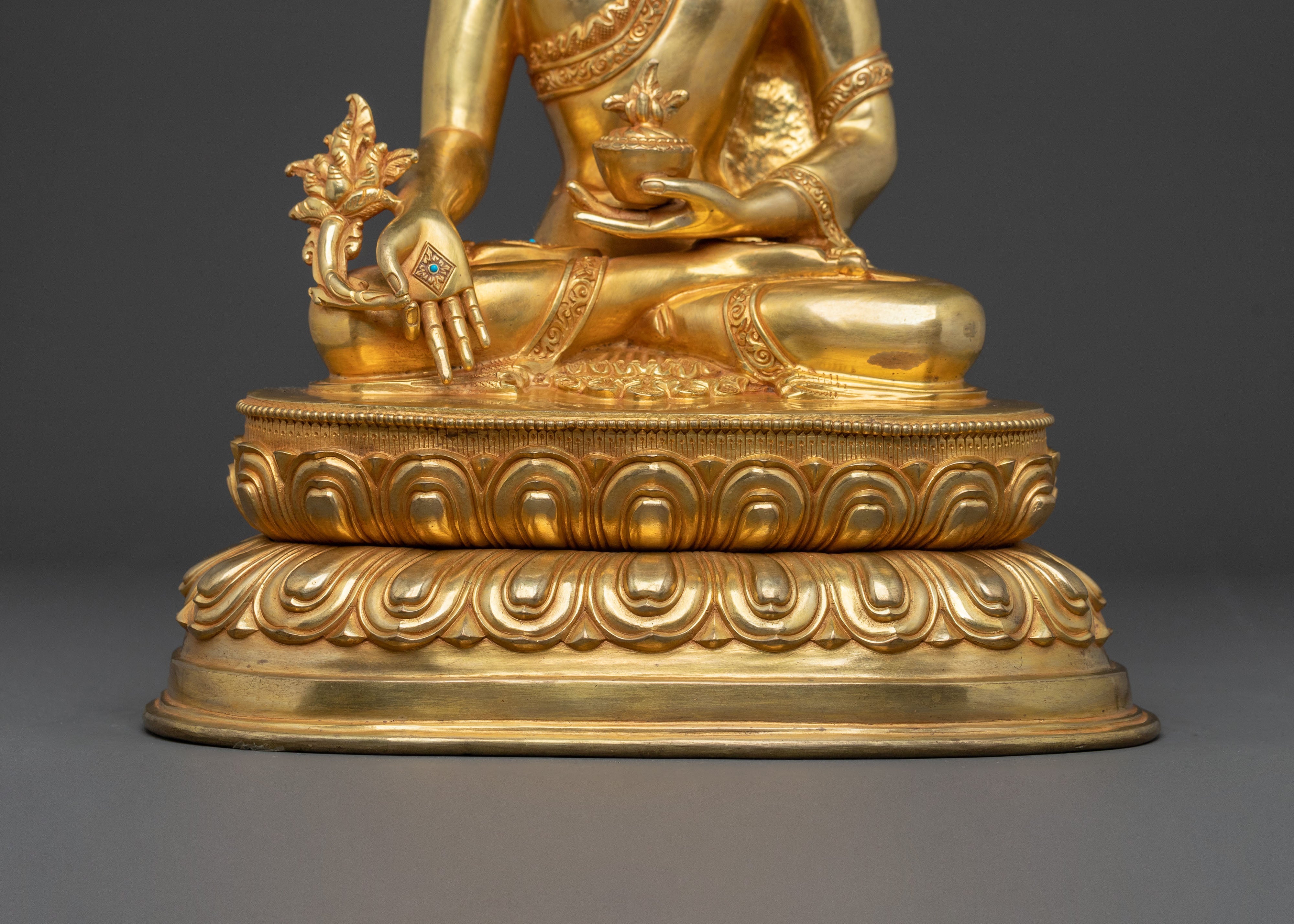 Medicine Buddha Statue | 24k Gold Gilded Serenity