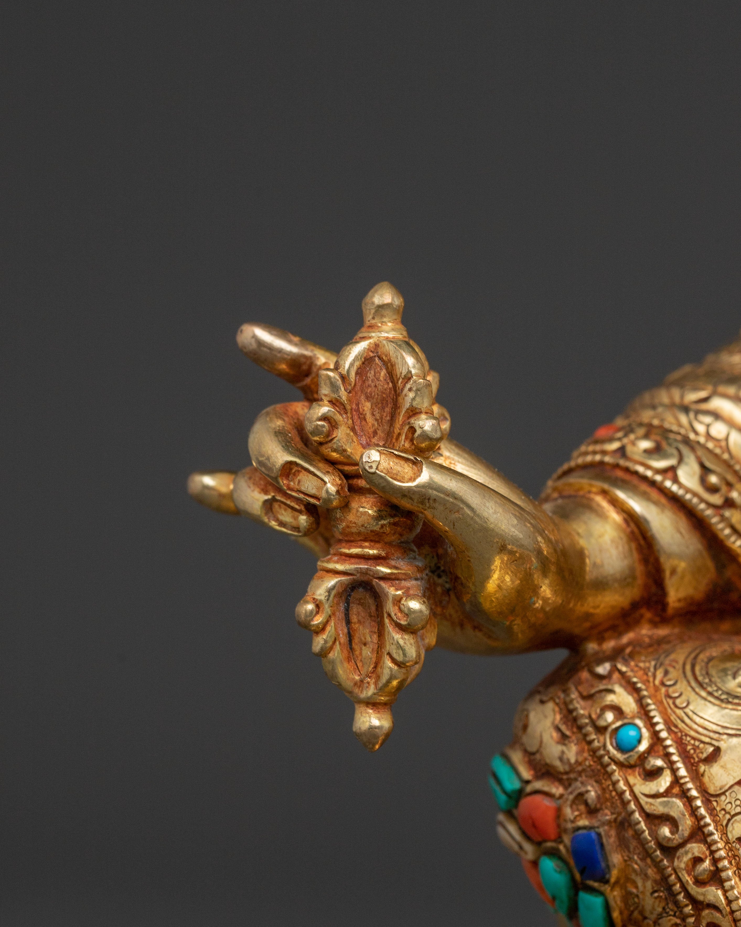Guru Rinpoche Altar Statue - Hand-Gilded Copper Art