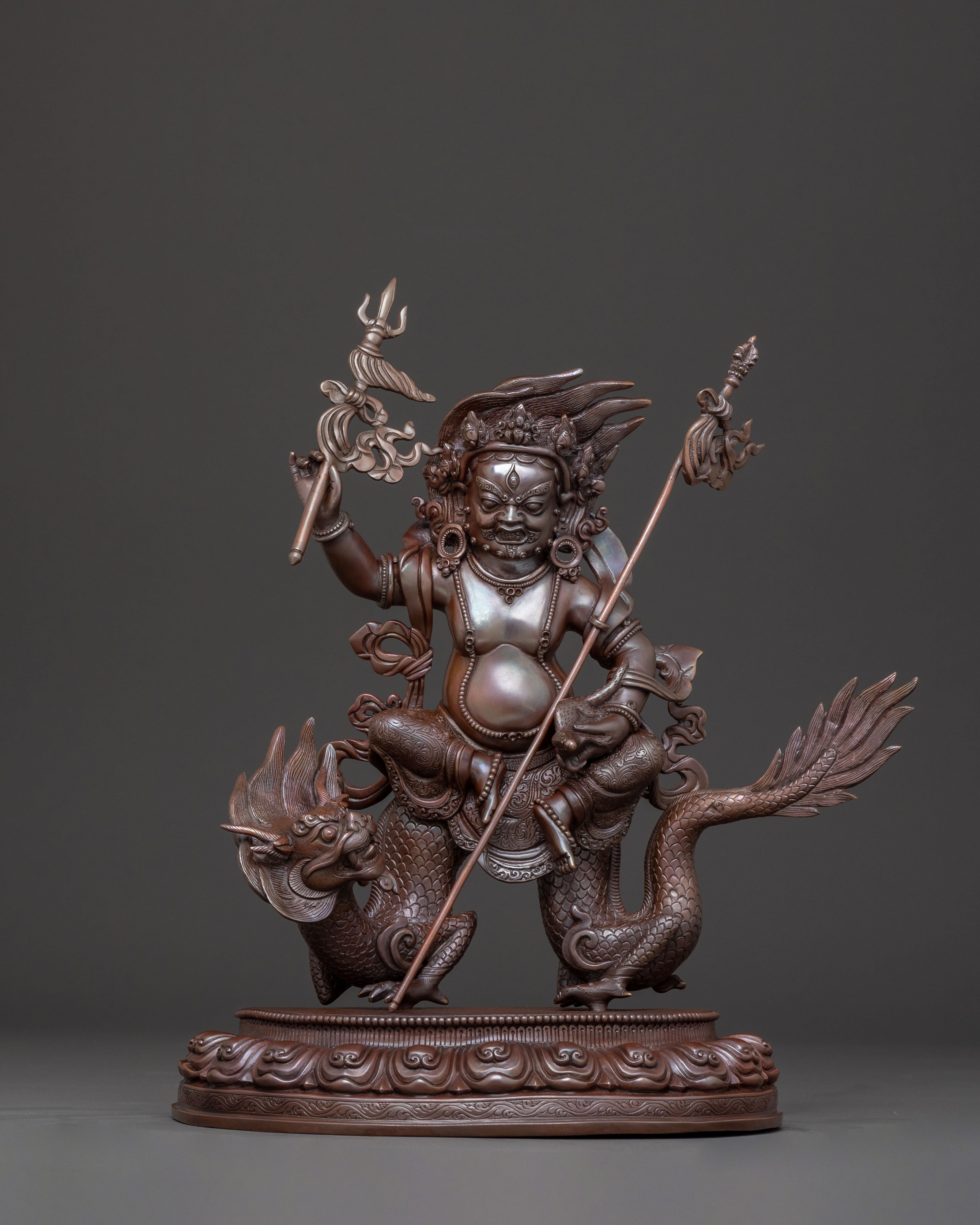 White Dzambhala Abundance Statue | Oxidized Copper Art