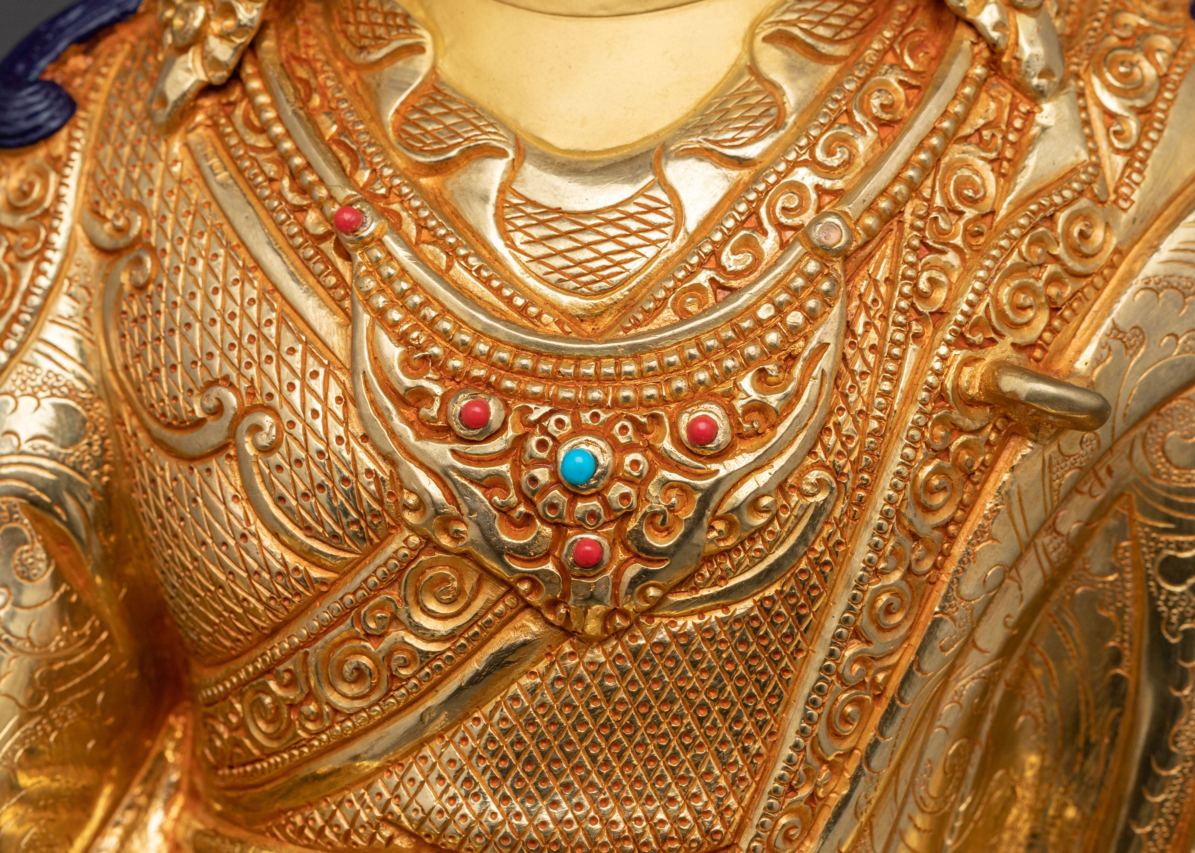 Guru Rinpoche Spiritual Statue: 24K Gold Gilded Art