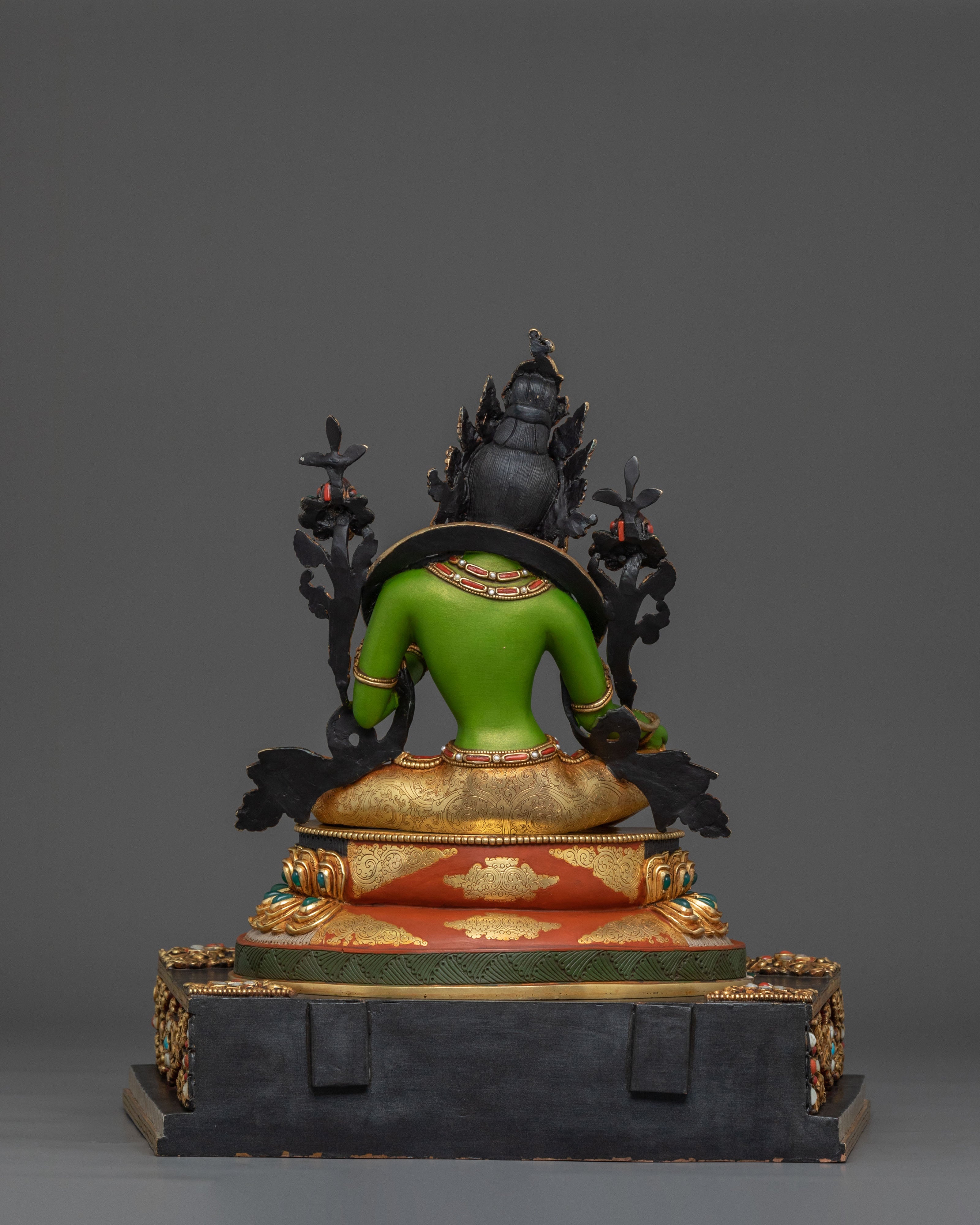 Green Tara Protection Statue with a Throne | Mother Figurine