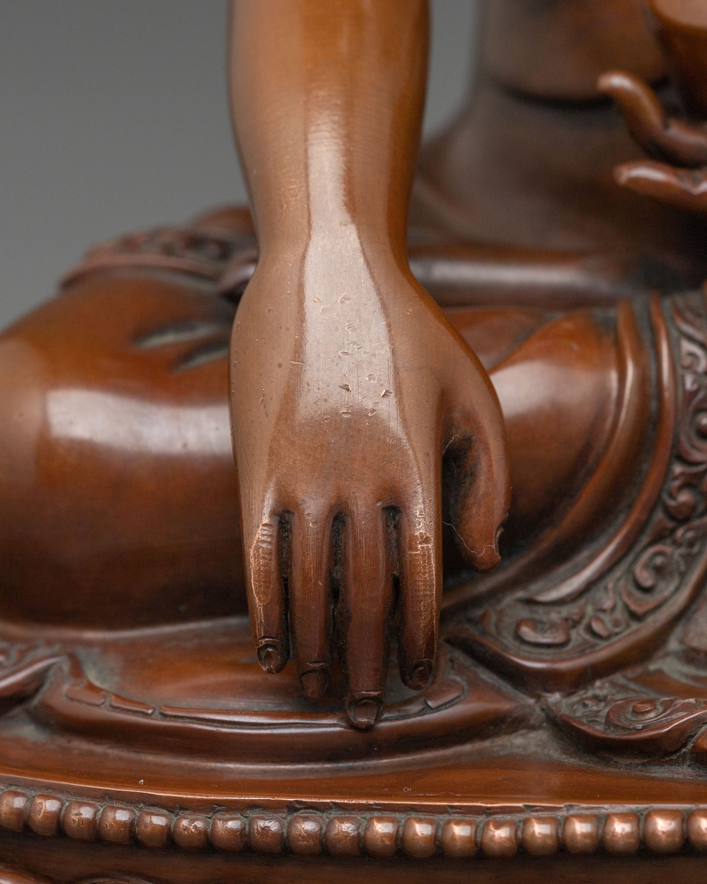 Shakyamuni Buddha Sacred Oxidized Copper Sculpture