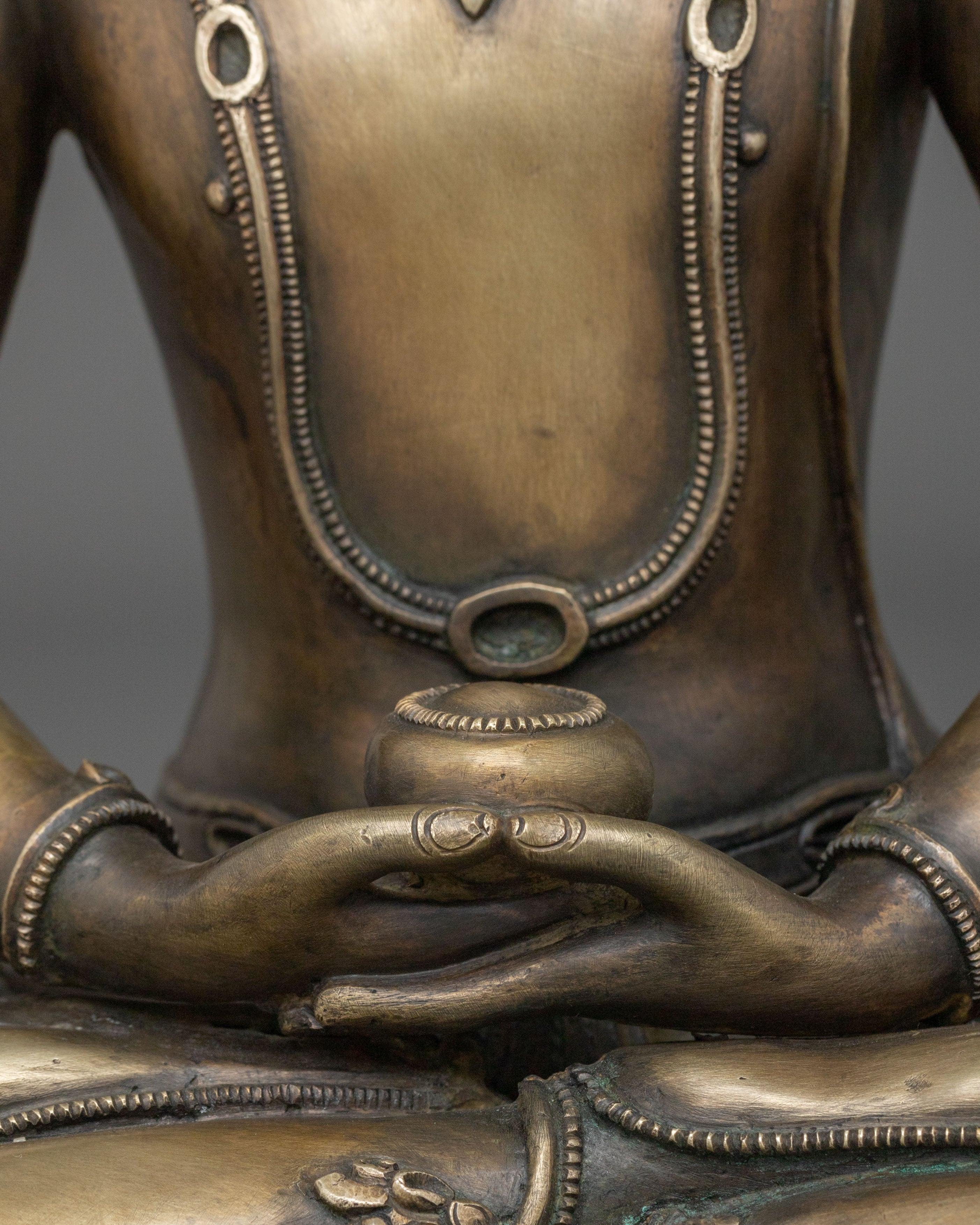 Crown Amitabha Buddha Sacred Sculpture in Bronze