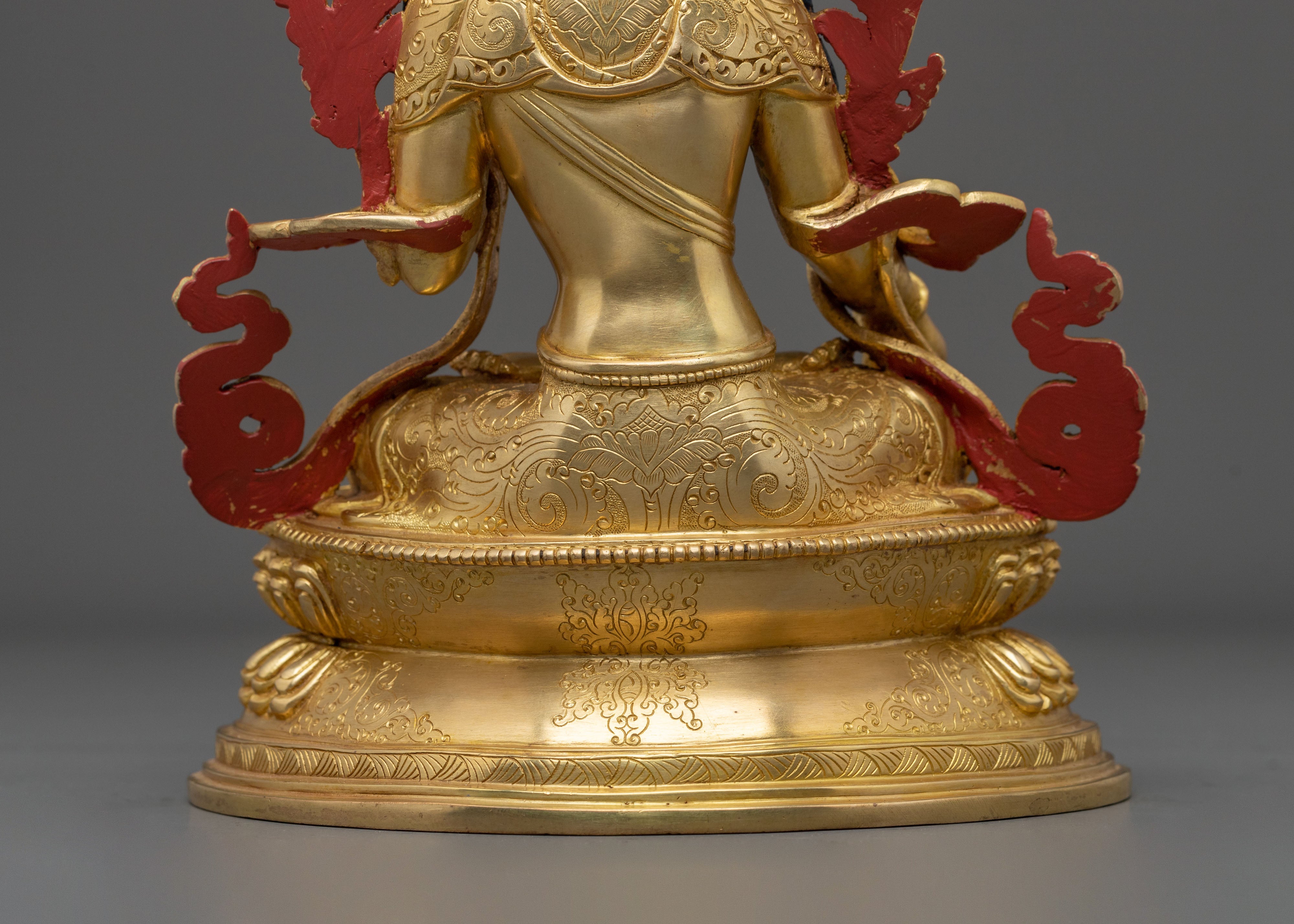 Tibetan Goddess | White Tara Sculpture Gilded in 24K Gold