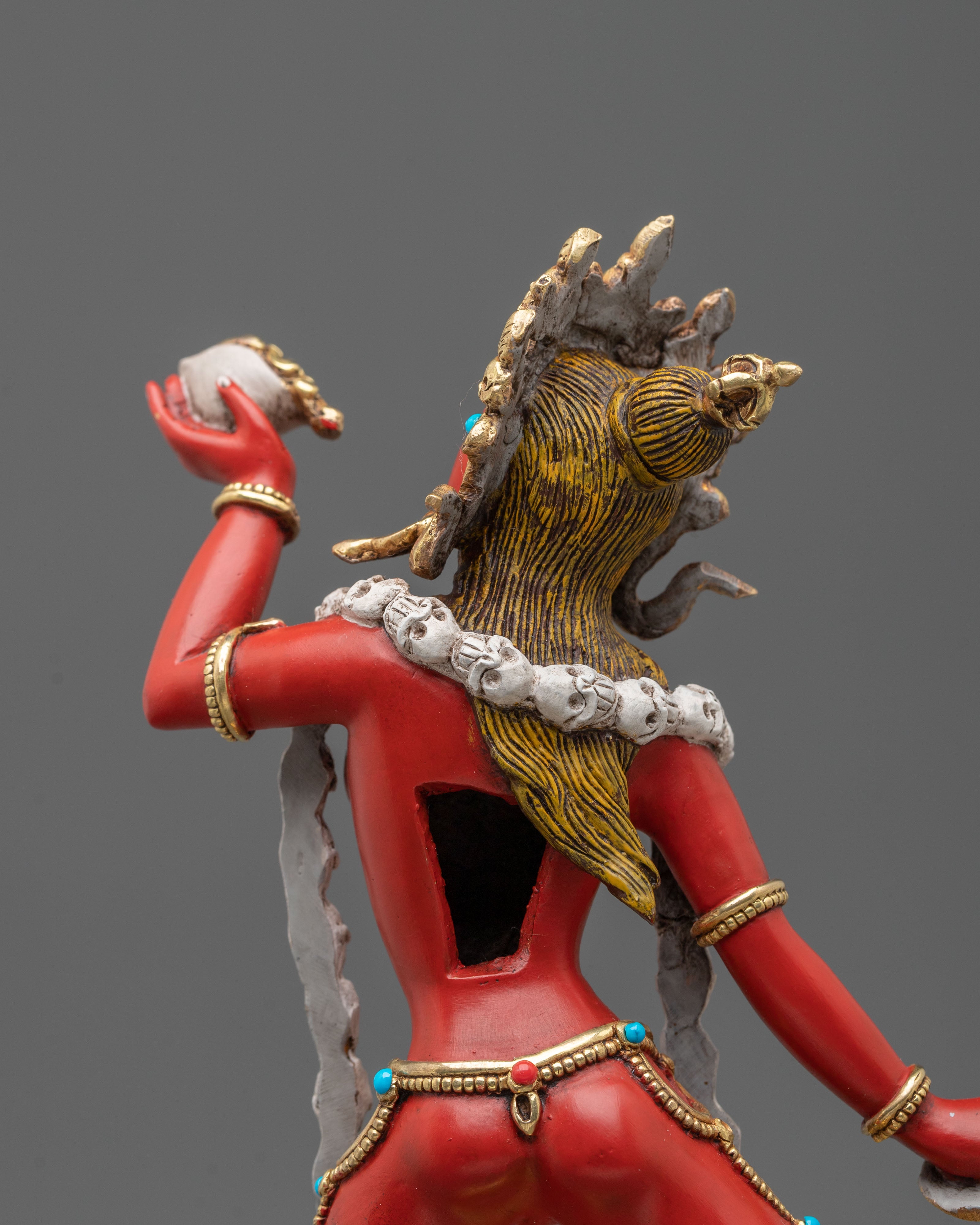 Copper Vajrayogini Statue with Gold and Acrylic Painting | Flame of Wisdom
