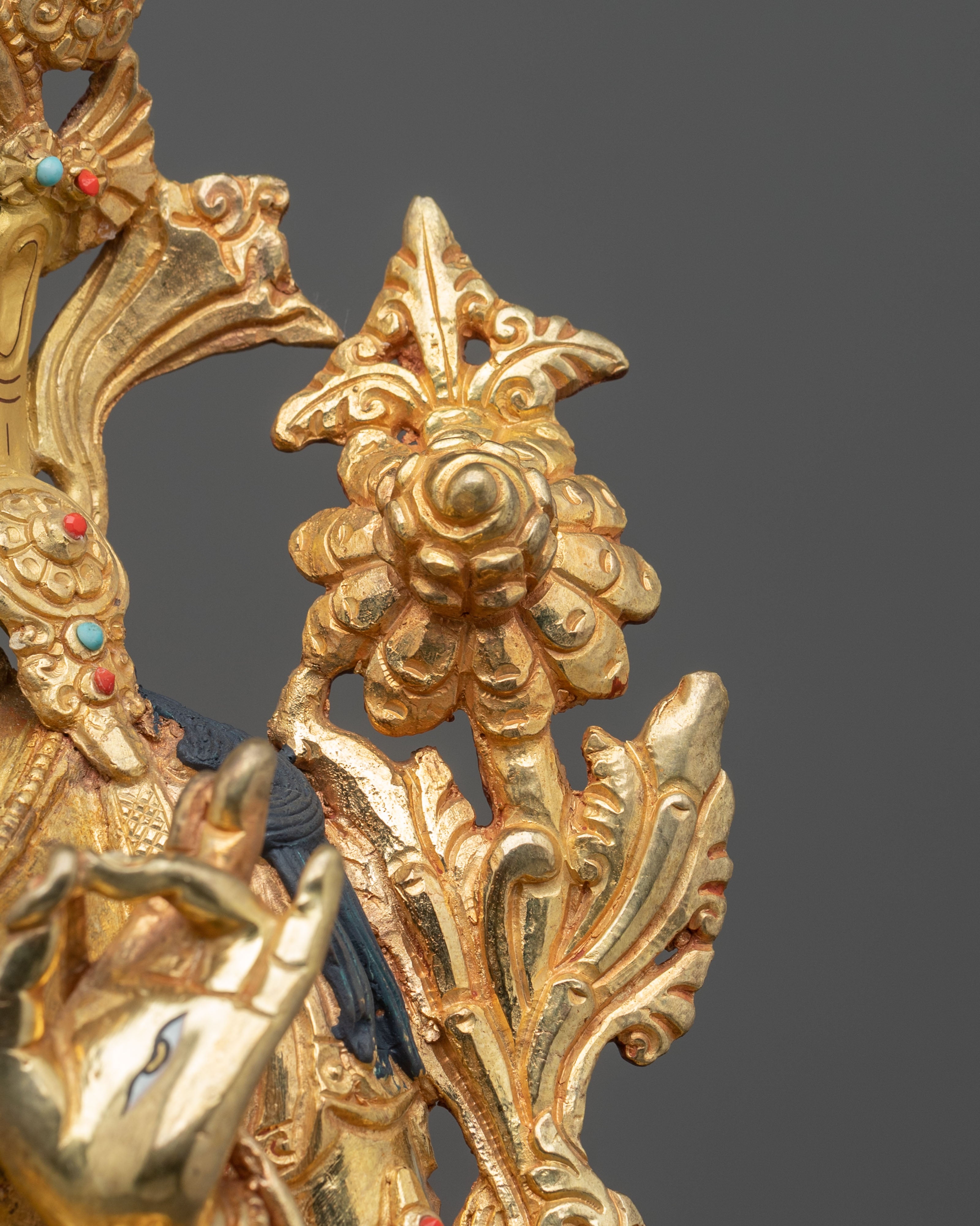 White Tara Statue Adorned with Gemstones