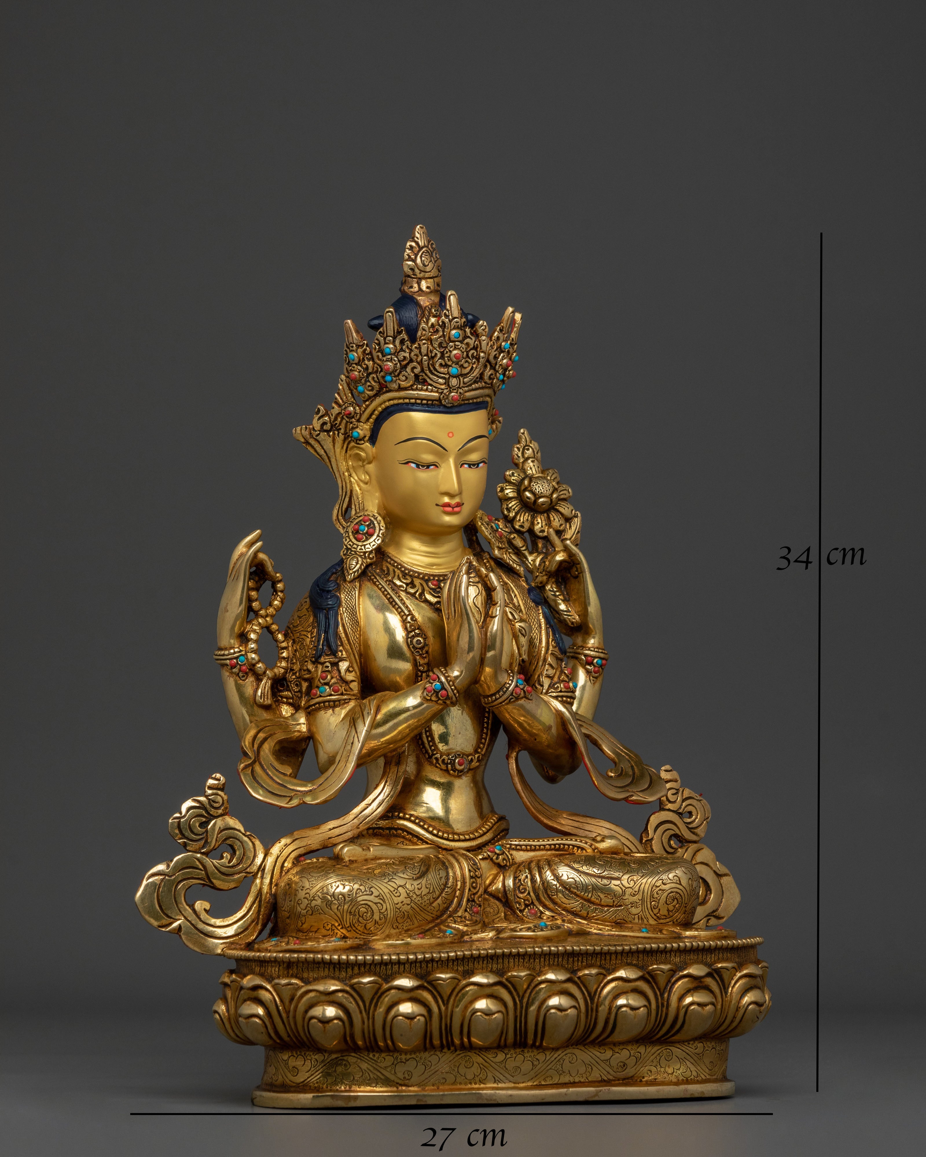 Four Armed Chenrezig Statue: Compassionate Figurine