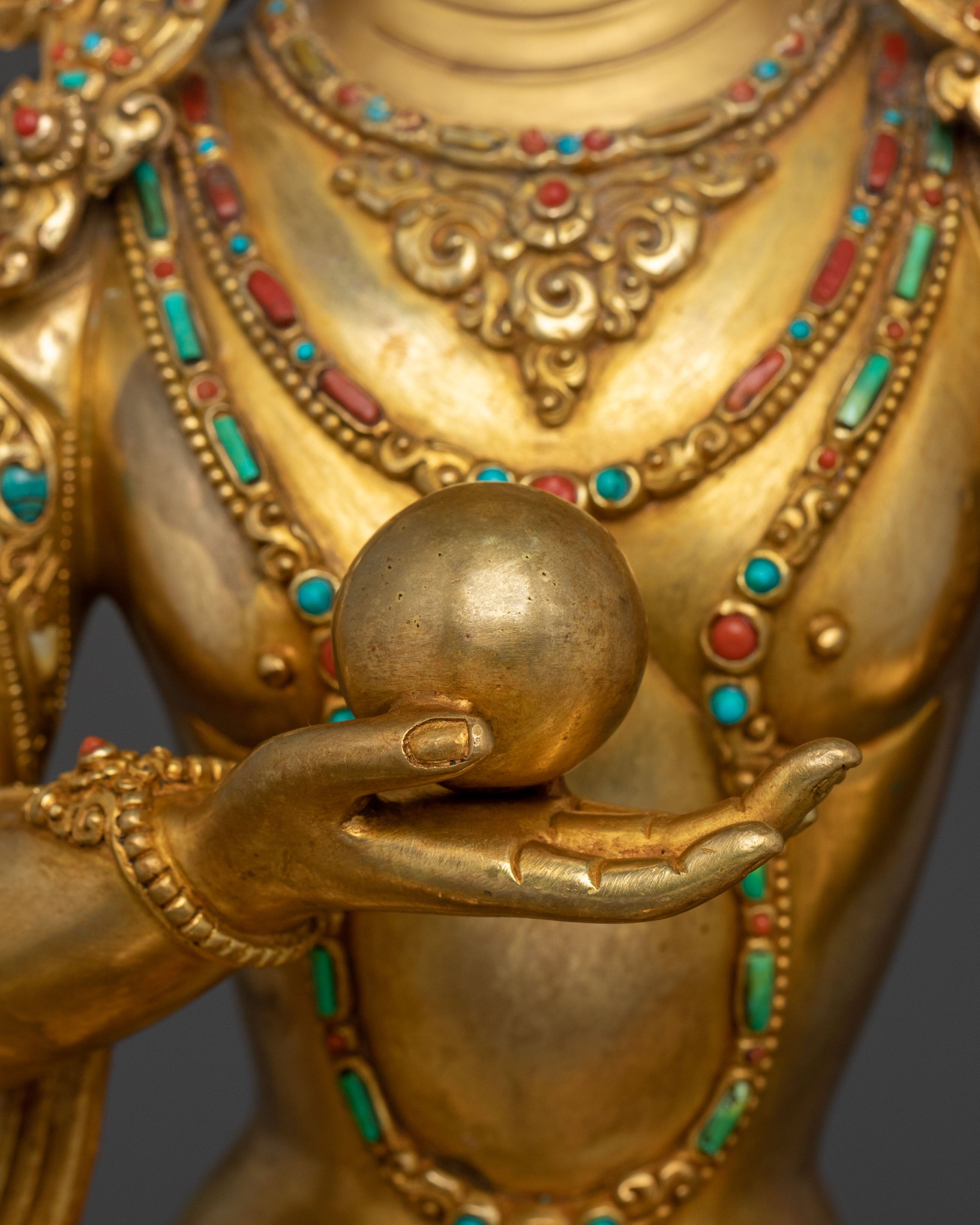 Kshitigarbha Gold Gilded Statue | Traditional Vajrayana Statue