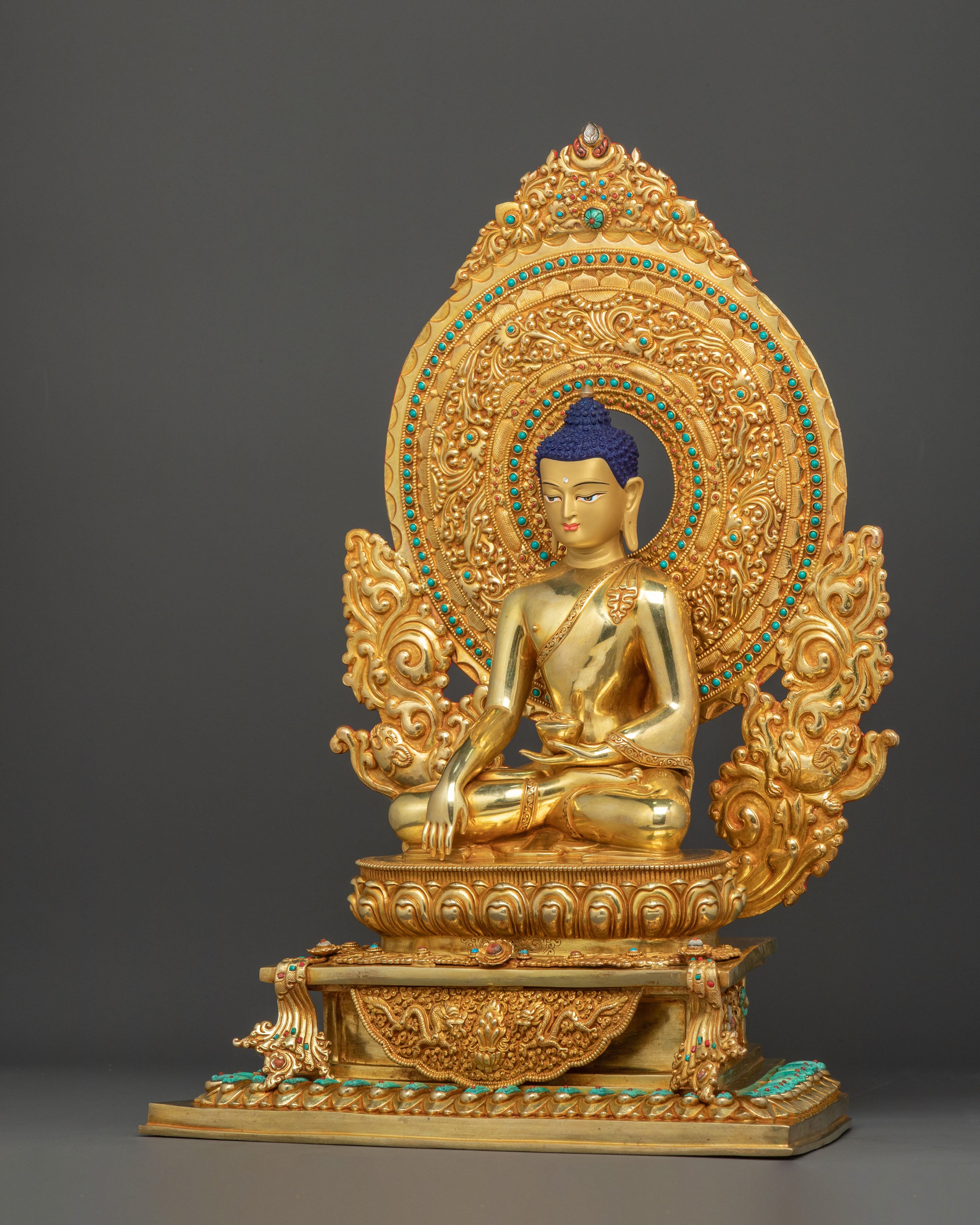 Handcrafted Shakyamuni Buddha Statue with Throne