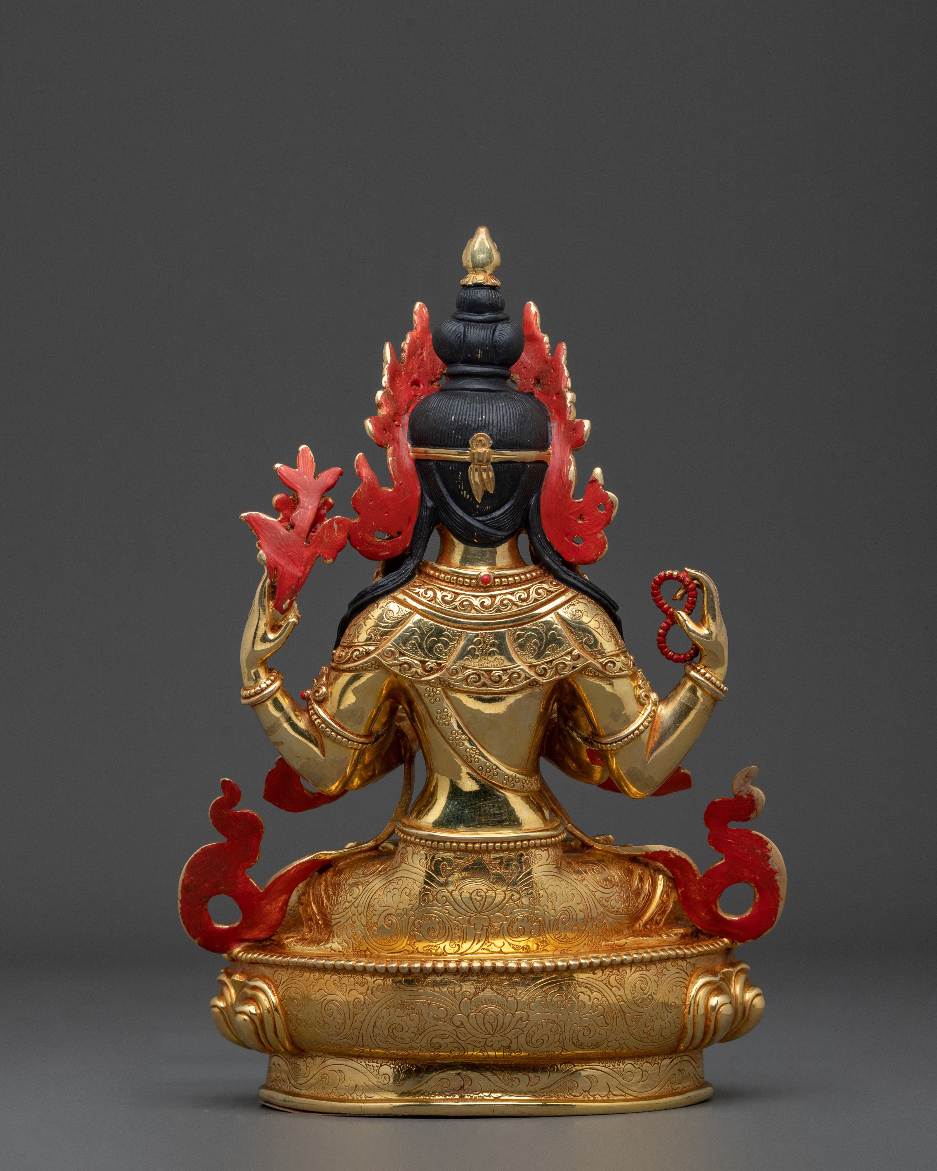 Four Armed Chenrezig Divine Sculpture | Made in Nepal