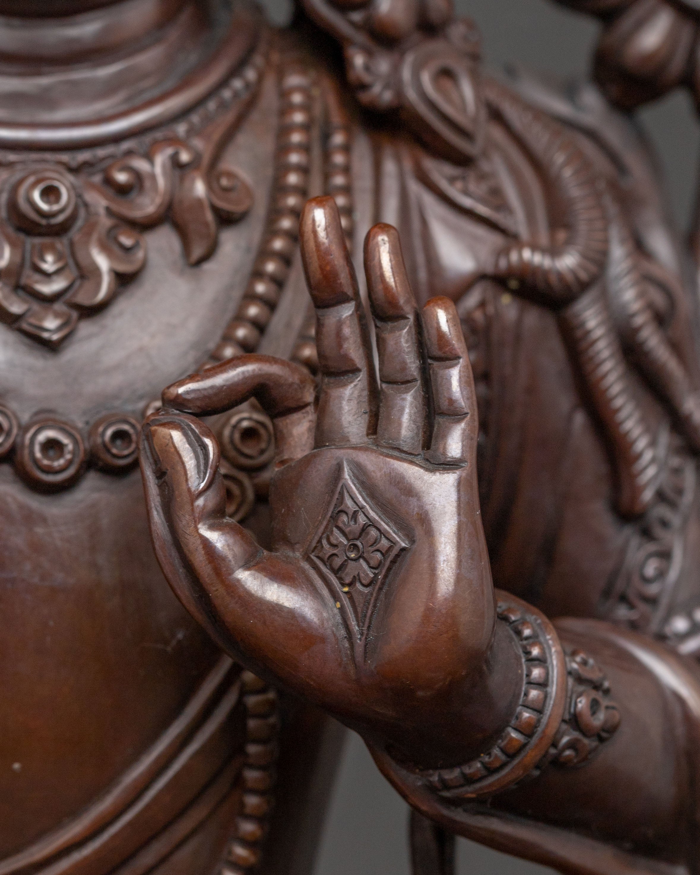 Oxidized Copper Manjushri Bodhisattva Statue | Wisdom Deity