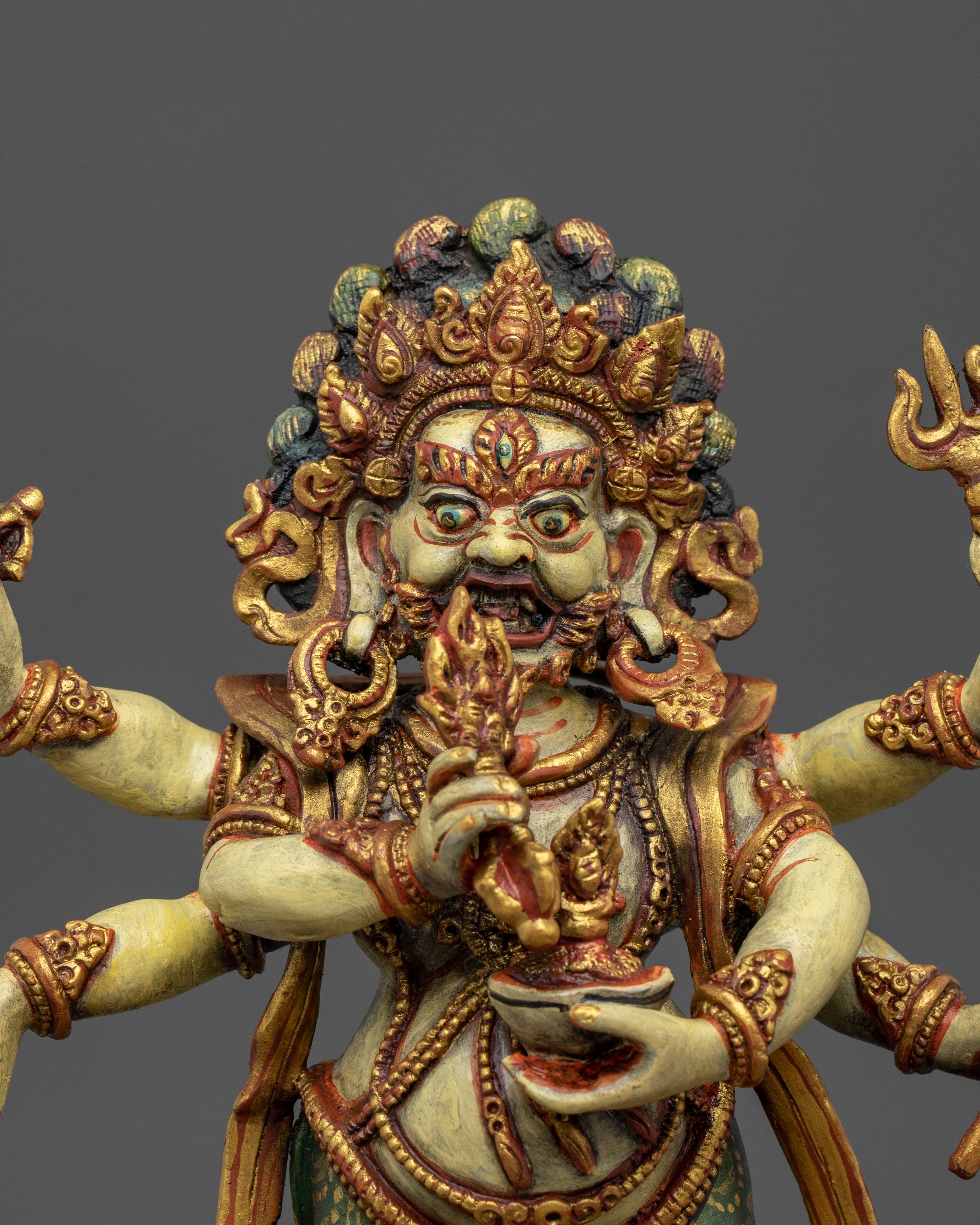 White Mahakala Statue | Fierce Buddhist Protector