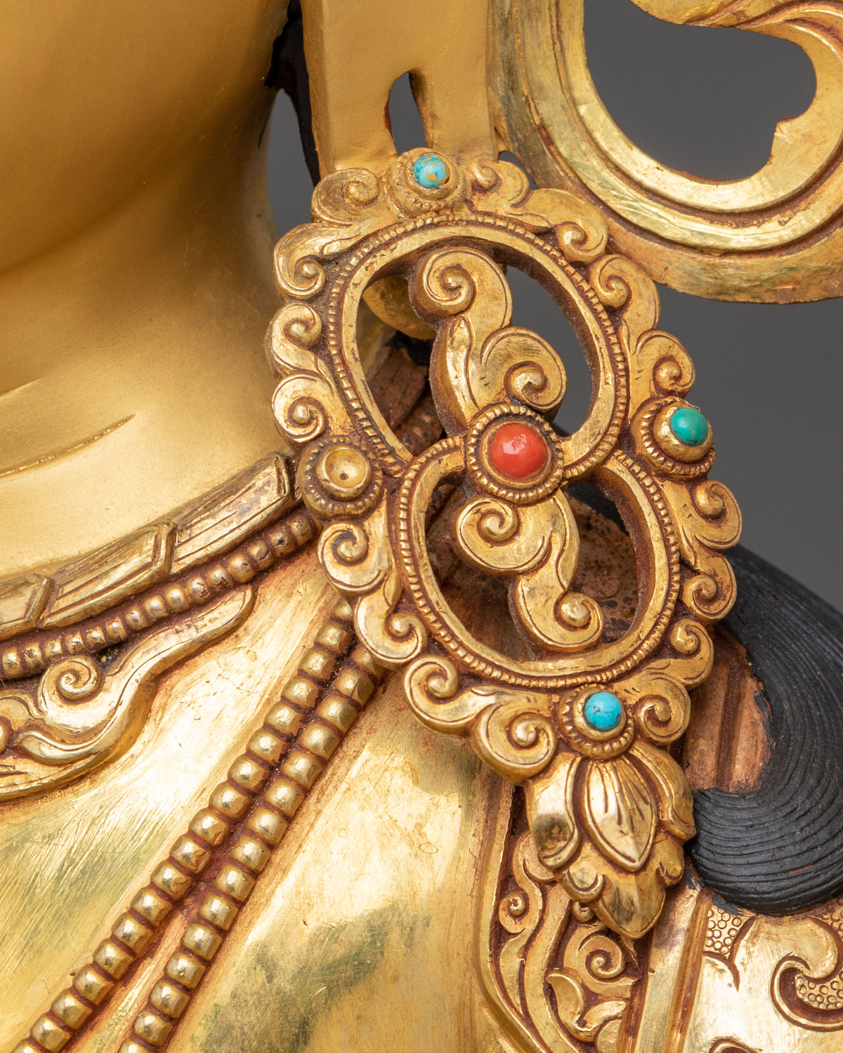 Manjushri 24k Gold Gilded Sculpture | Tibetan Wisdom Bodhisattva
