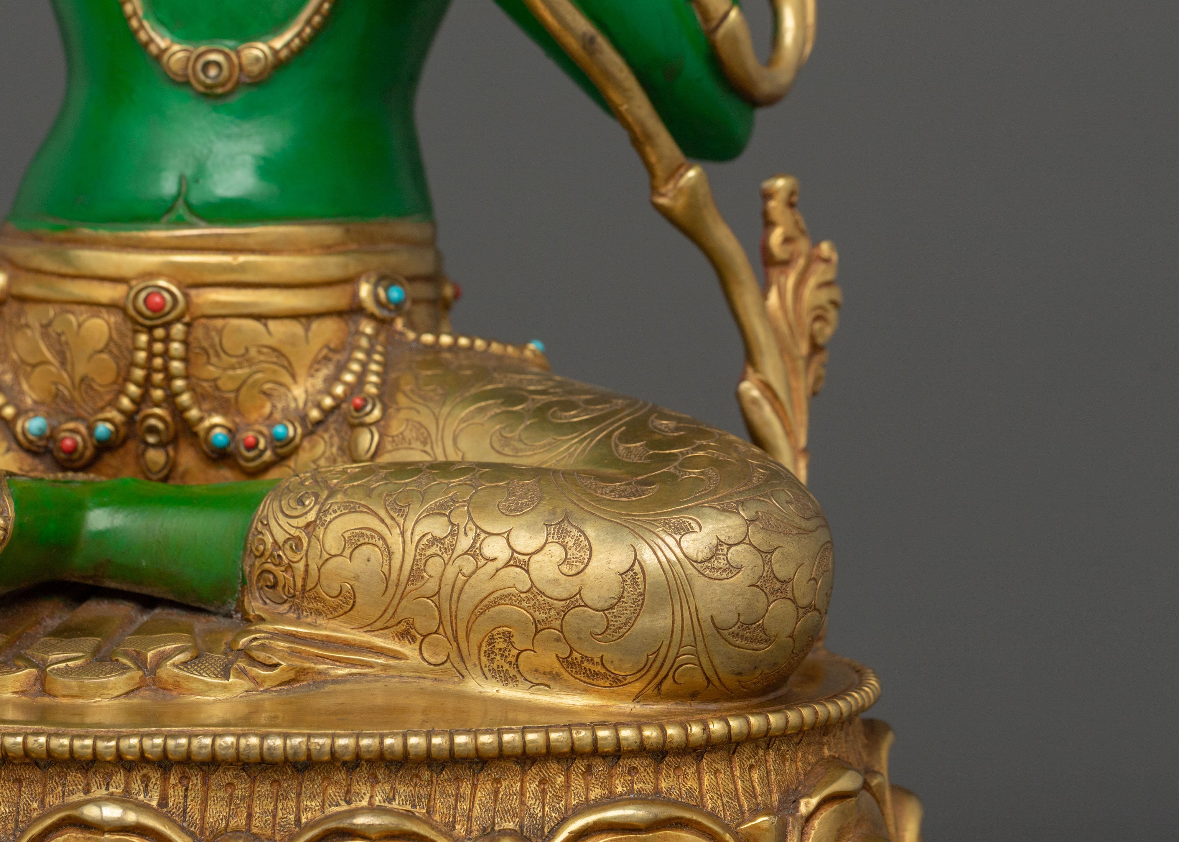 Tibetan Guardian Green Tara Statue | Buddhist Protector