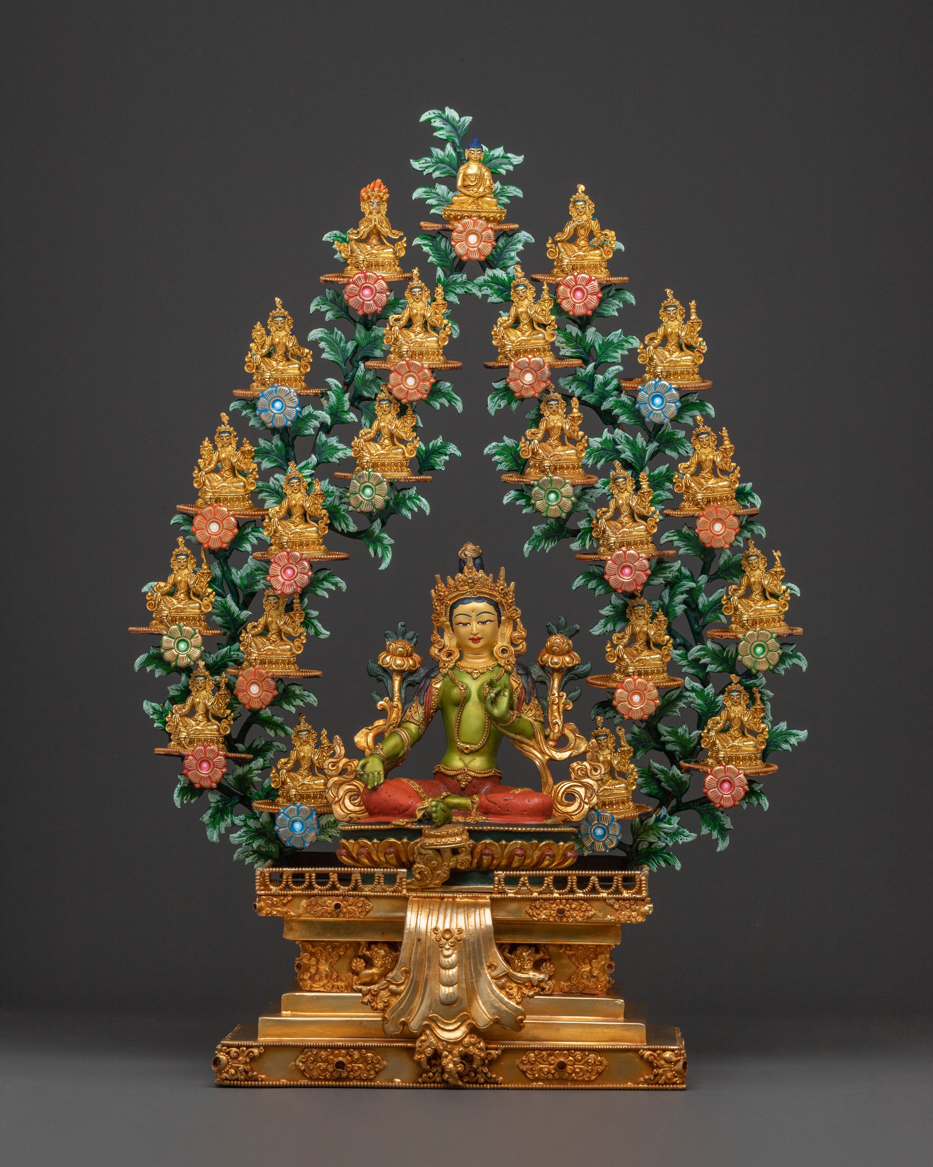 Handcrafted 21 Tara Statue Set | Altar Home Decor