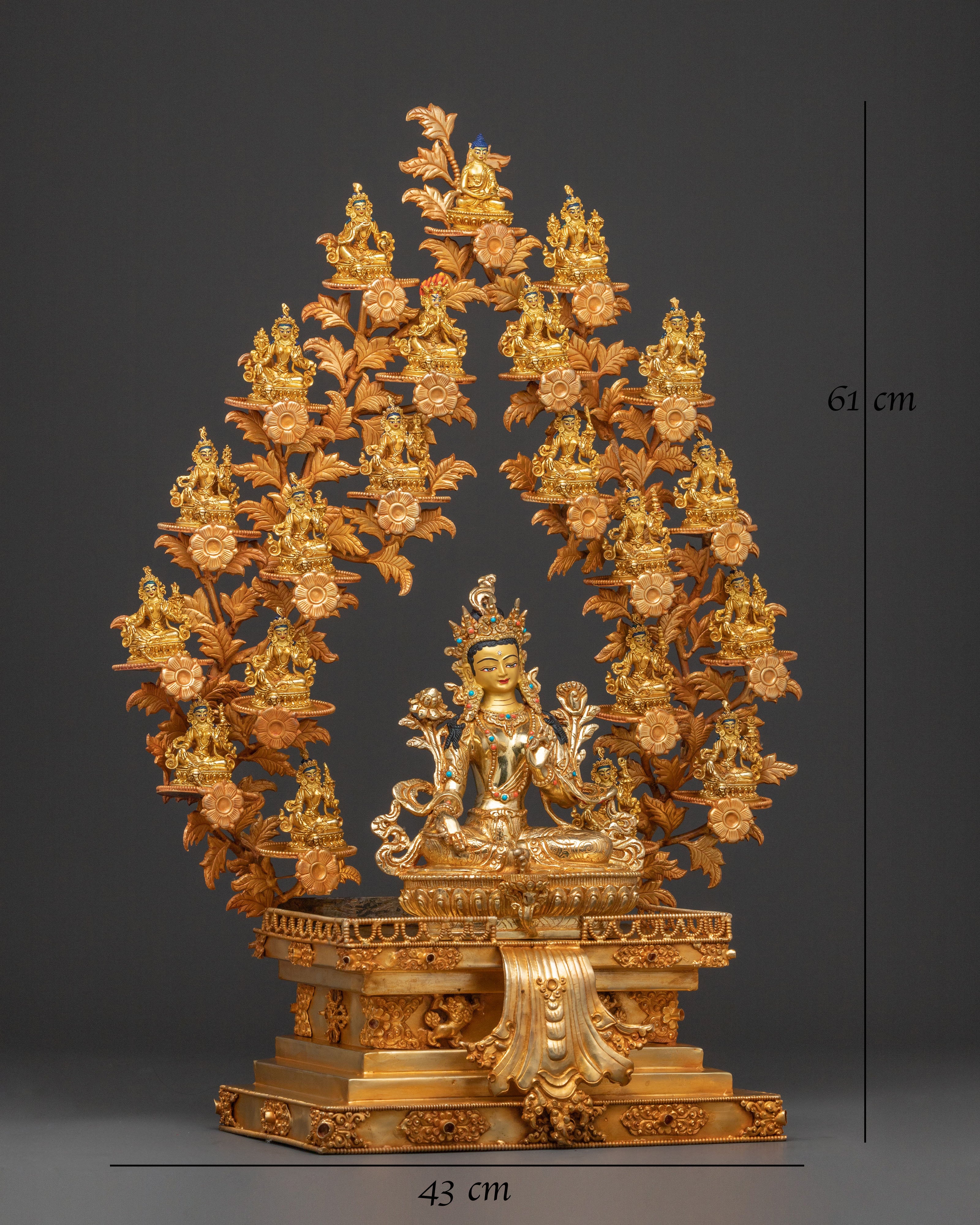 A Radiant 21 Tara Divine Statue Set