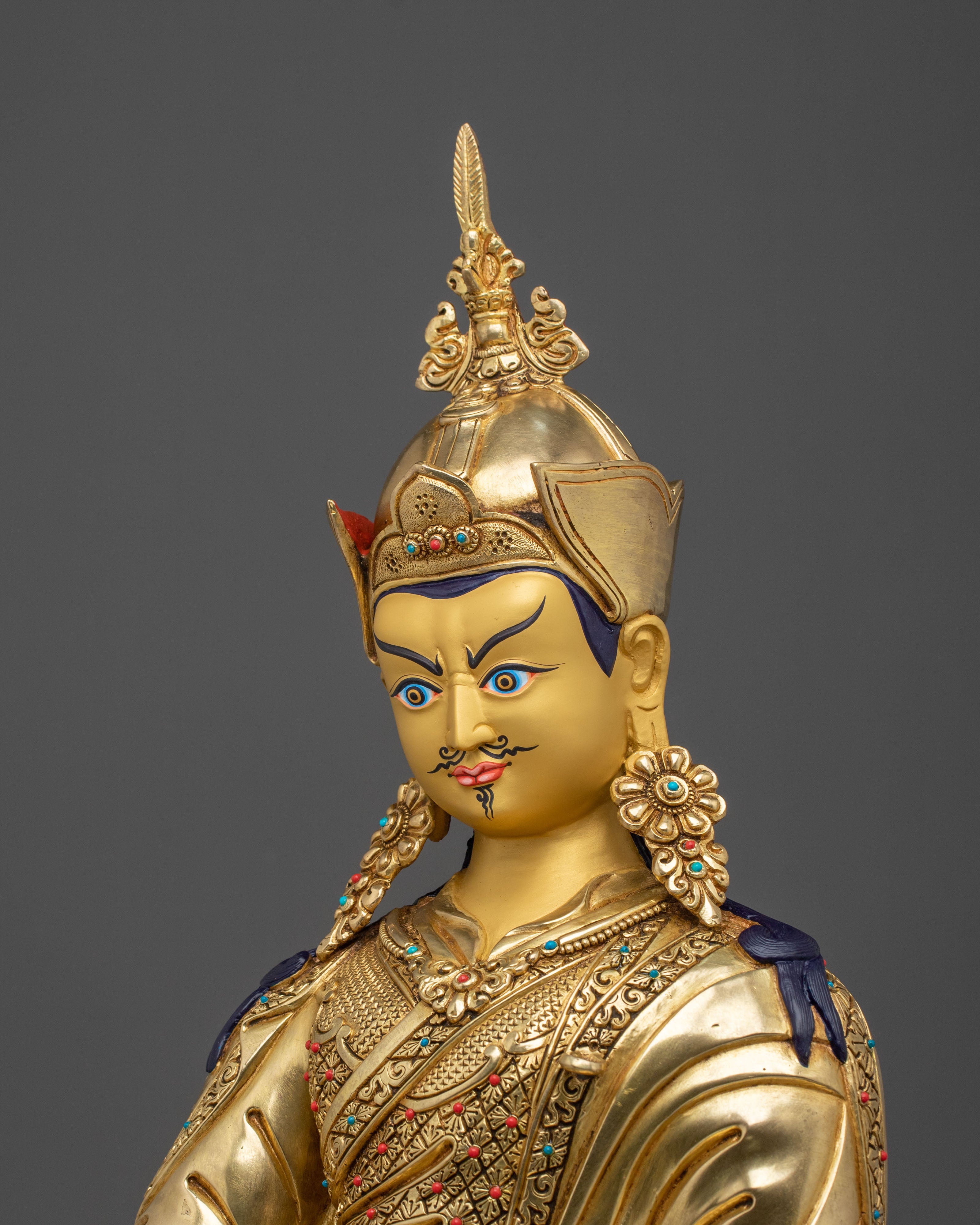Guru Rinpoche Sculpture | 24K Gold Coated Enlightenment Figurine