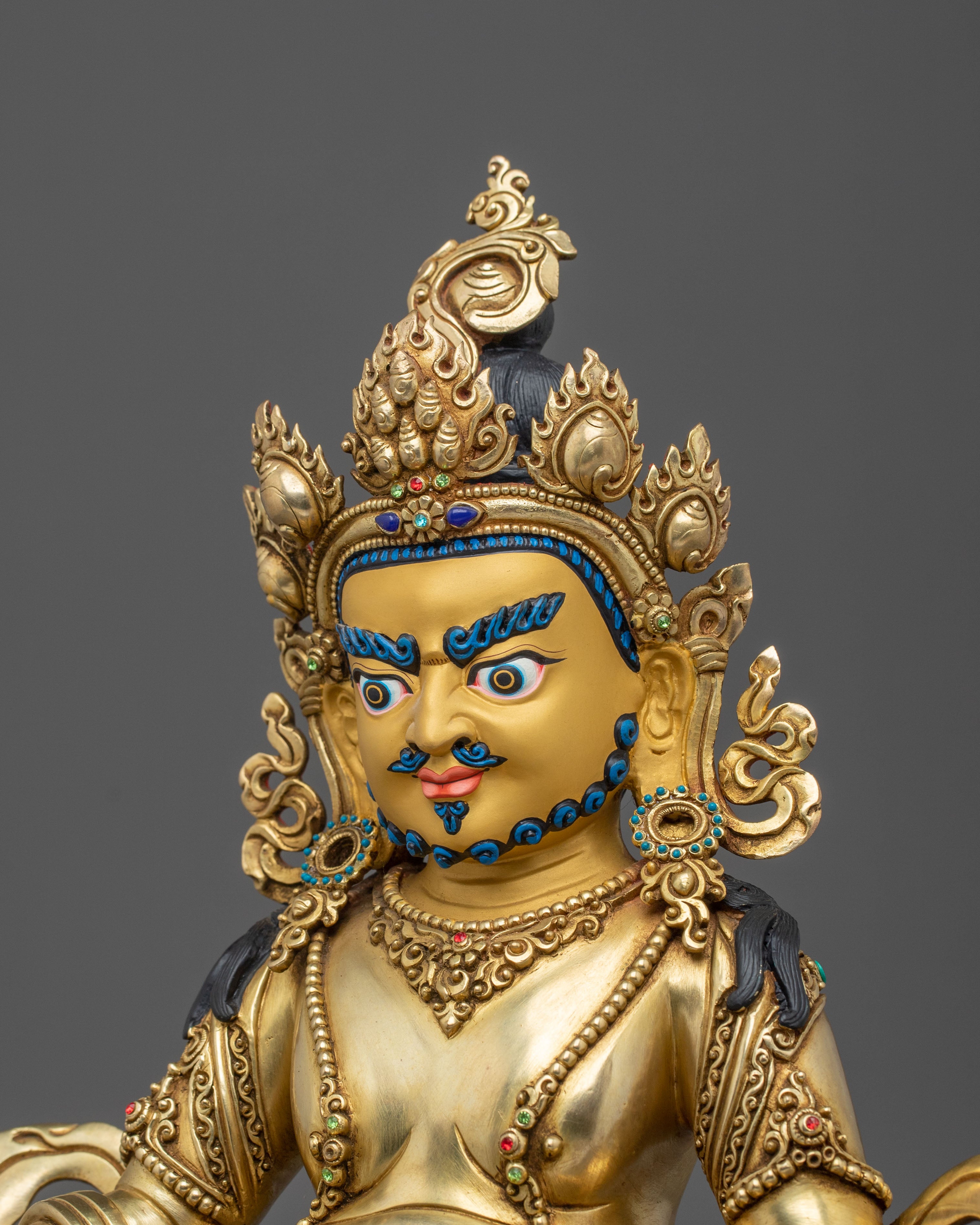 Dzambhala Acrylic Painted Sculpture | Golden Figurine