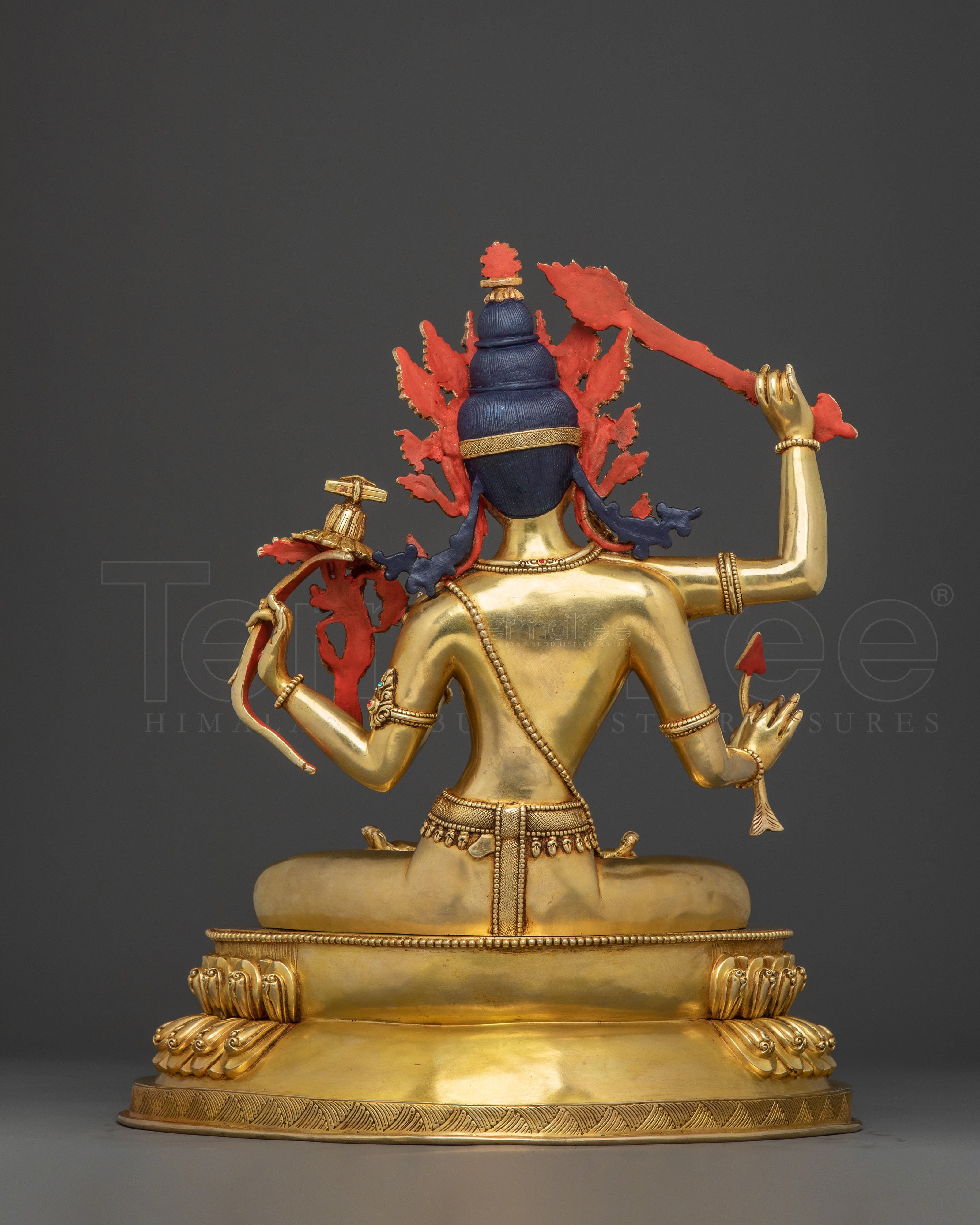24k Gold Gilded Maha Manjushri Statue – Exquisite Himalayan Art
