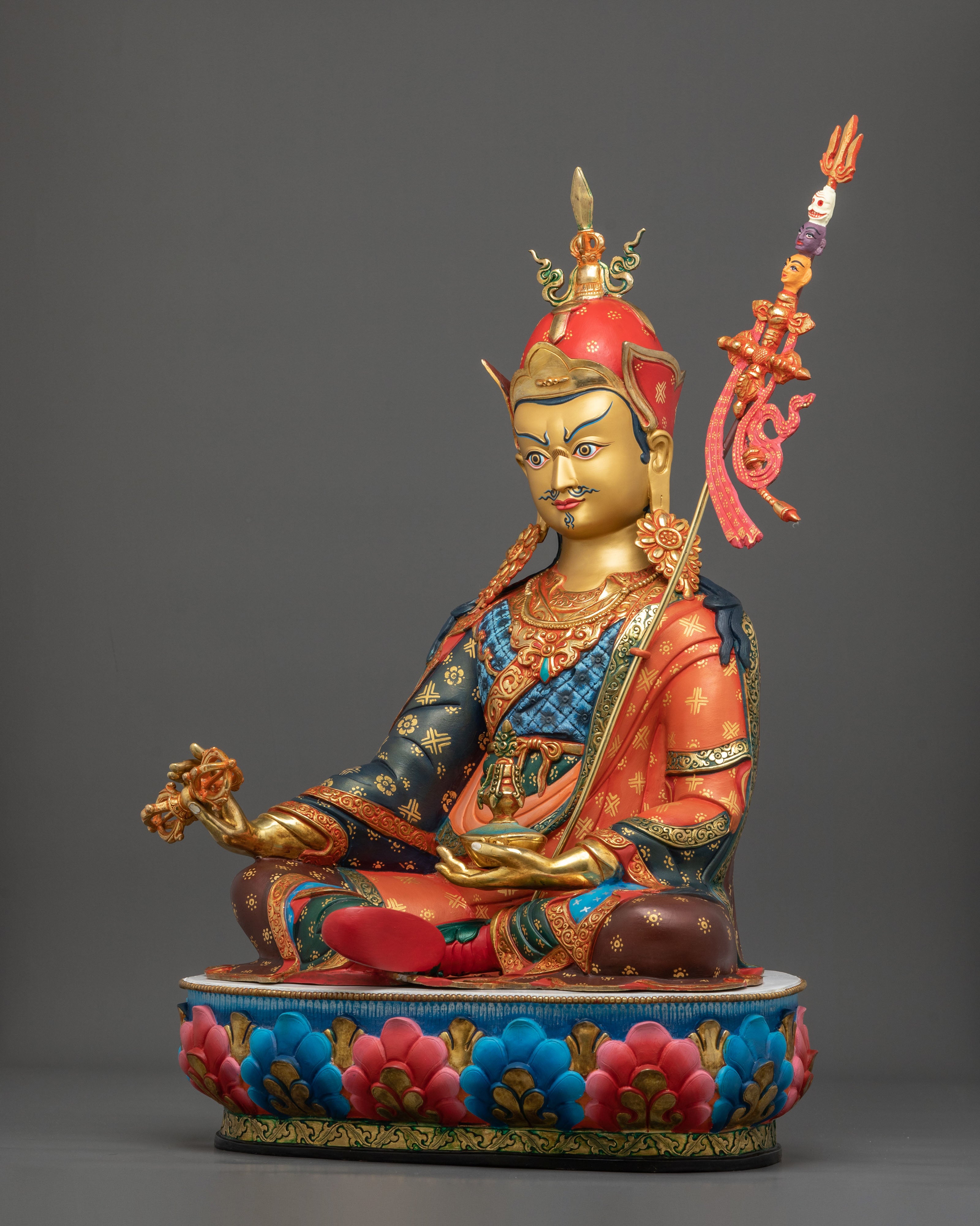 Guru Rinpoche Spiritual Figurine | Exquisite 24K Gilded Statue