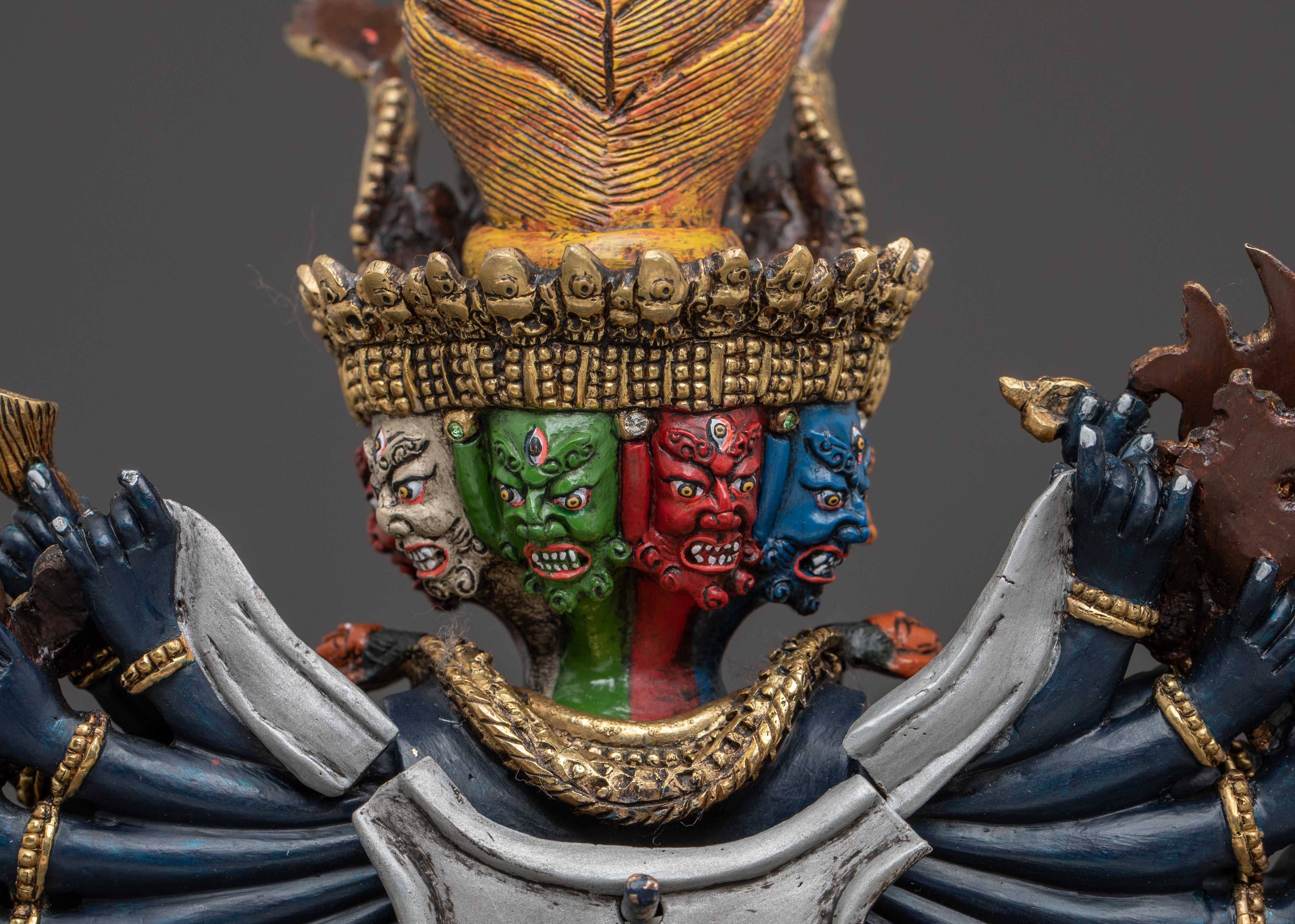 Buddhist Yamantaka Statue: Conqueror of Death | Gold Gilded Wrathful Deity