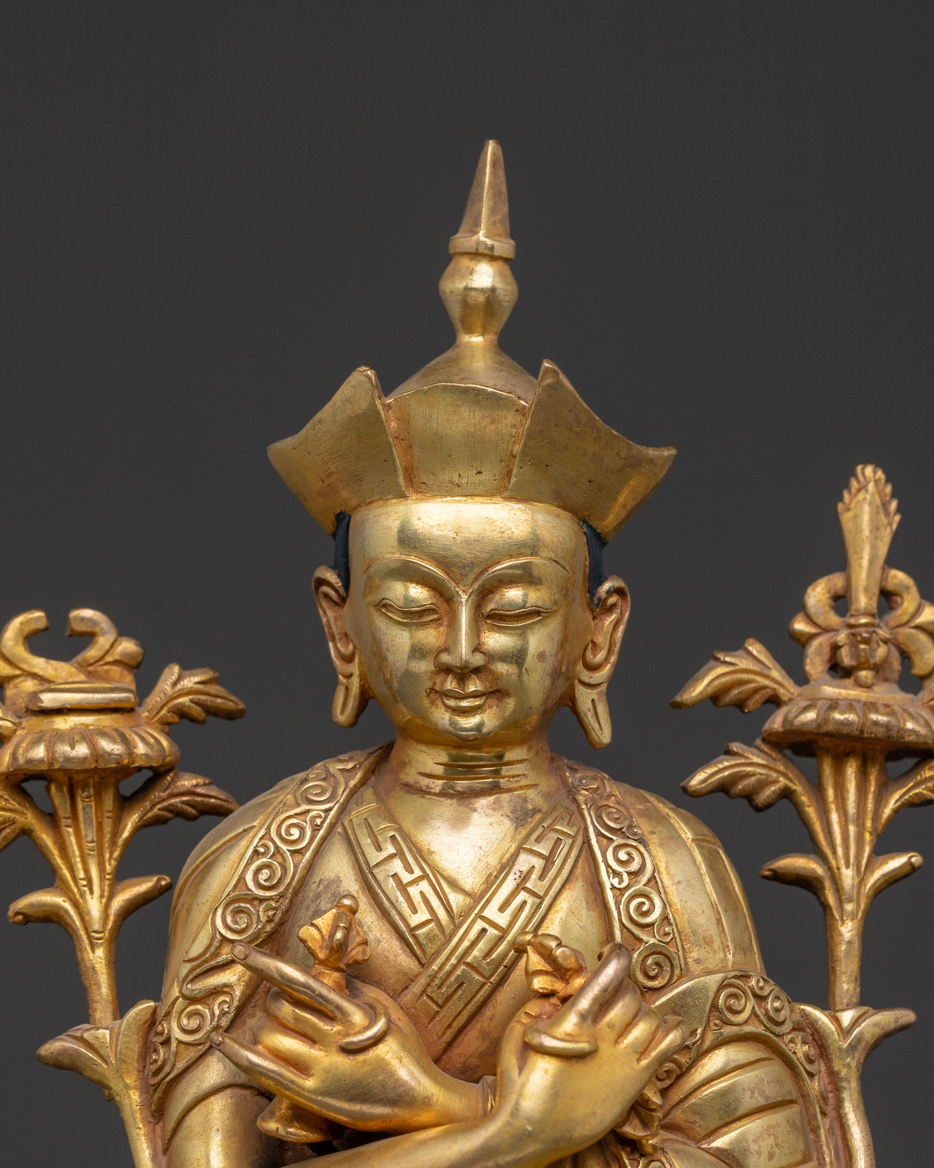 Handcrafted 16th Karmapa Statue: 24k Gold Gilded Serenity